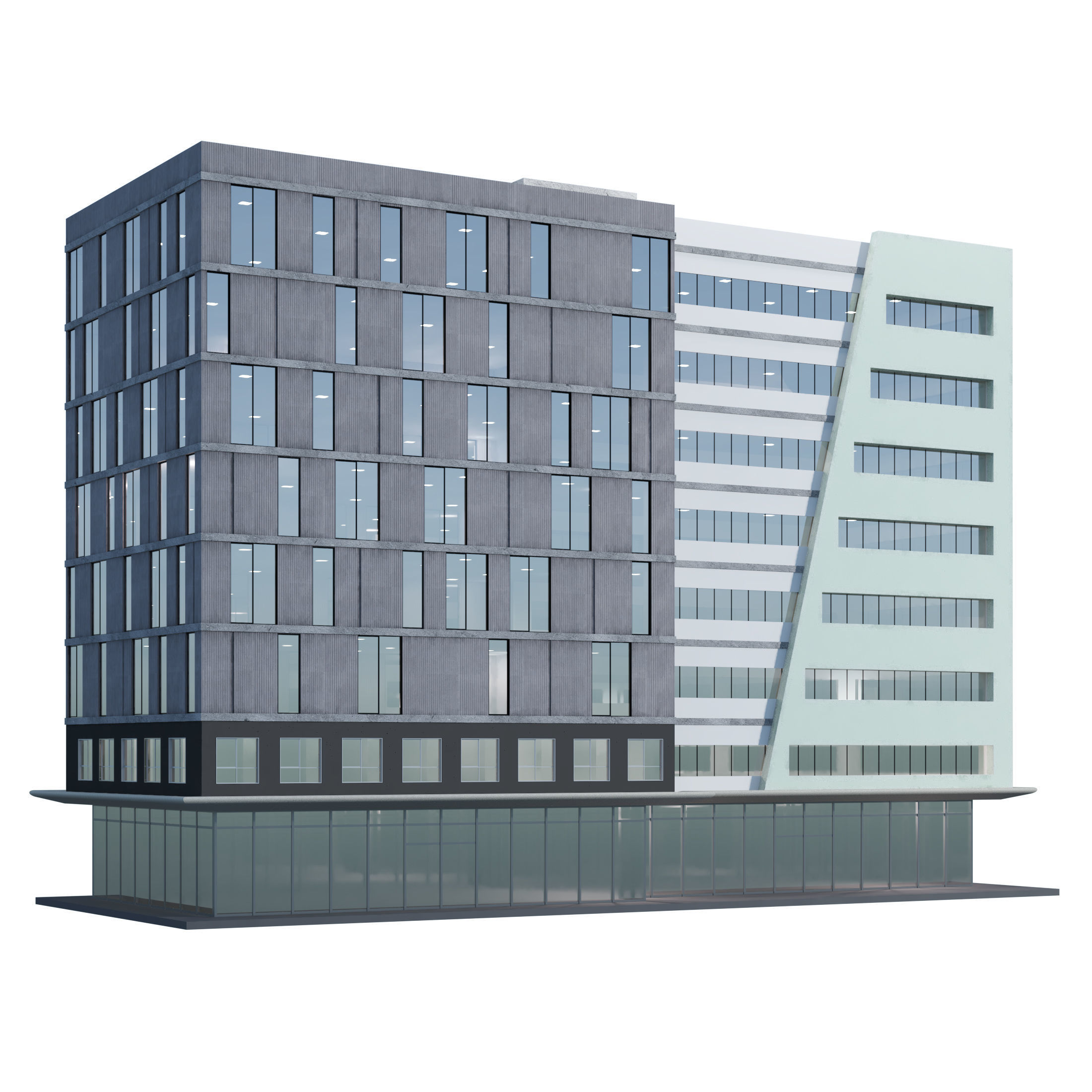 modern apartment building 02 3D model_3
