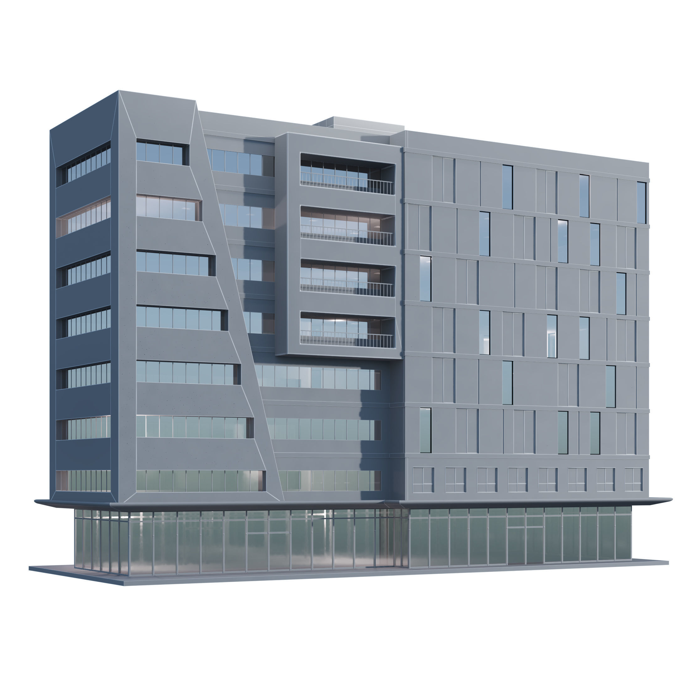 modern apartment building 02 3D model_5