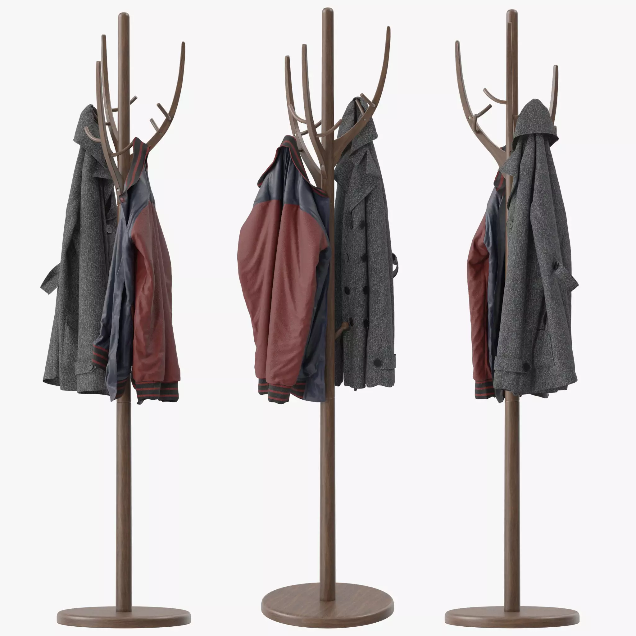 solid wood coat rack 3D model