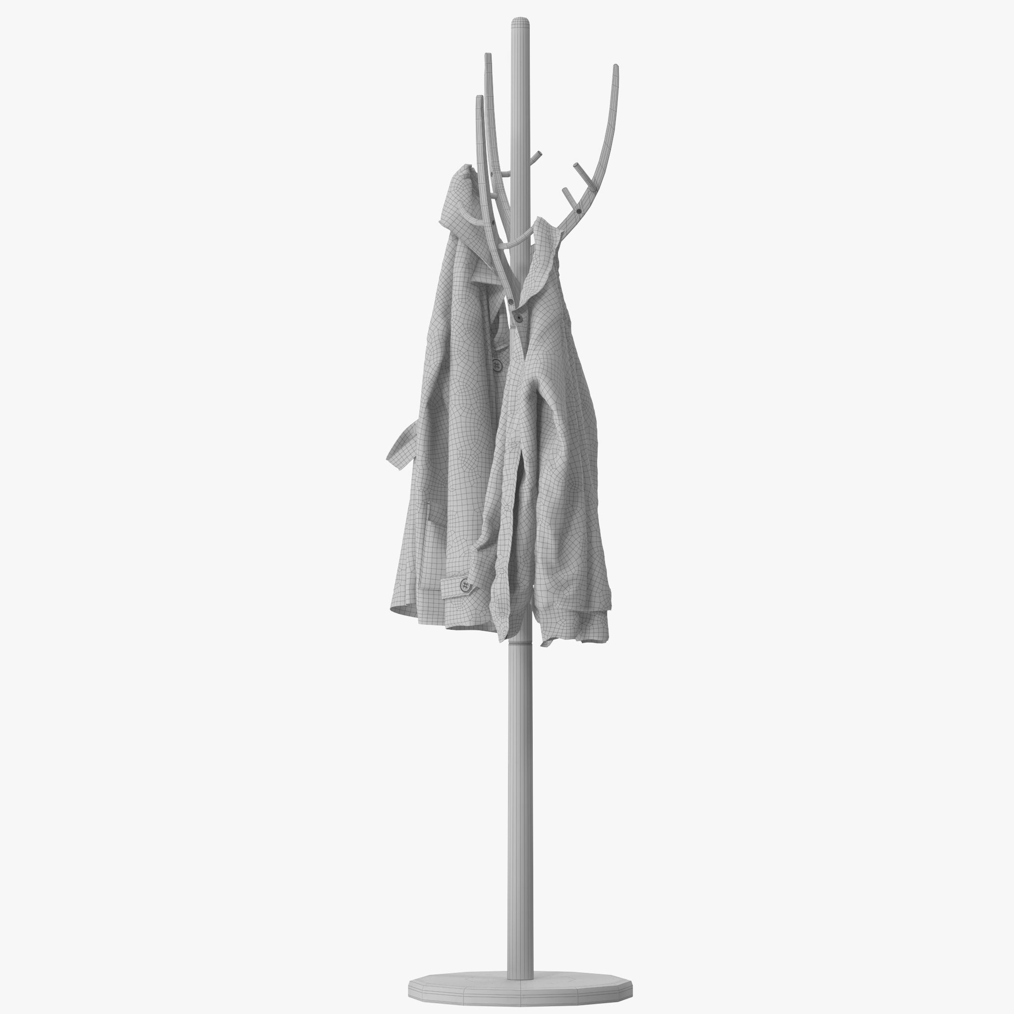 solid wood coat rack 3D model | CGTrader