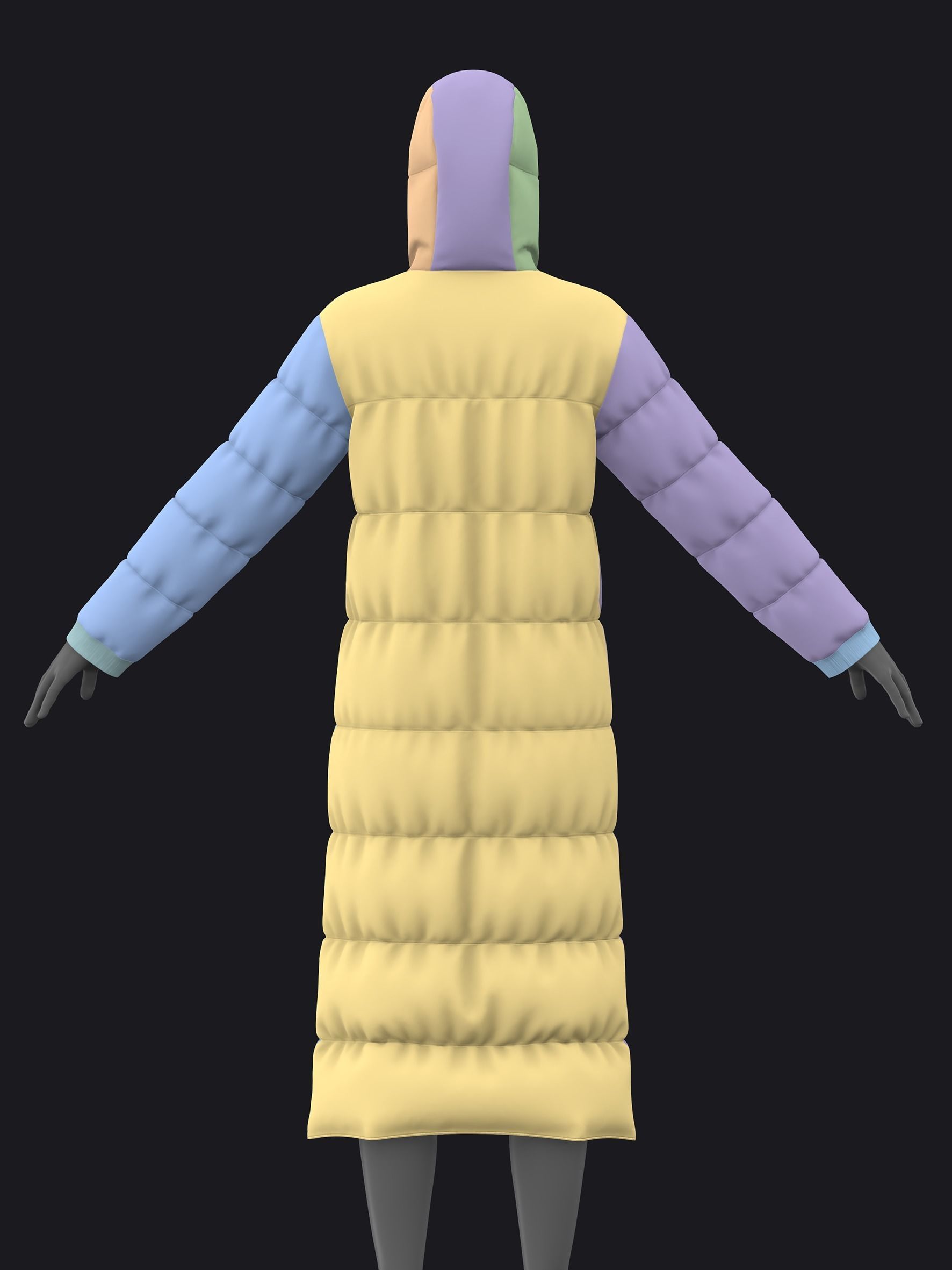 BASIC FEMALE PUFFER COAT fv2 highpoly 3D model_5