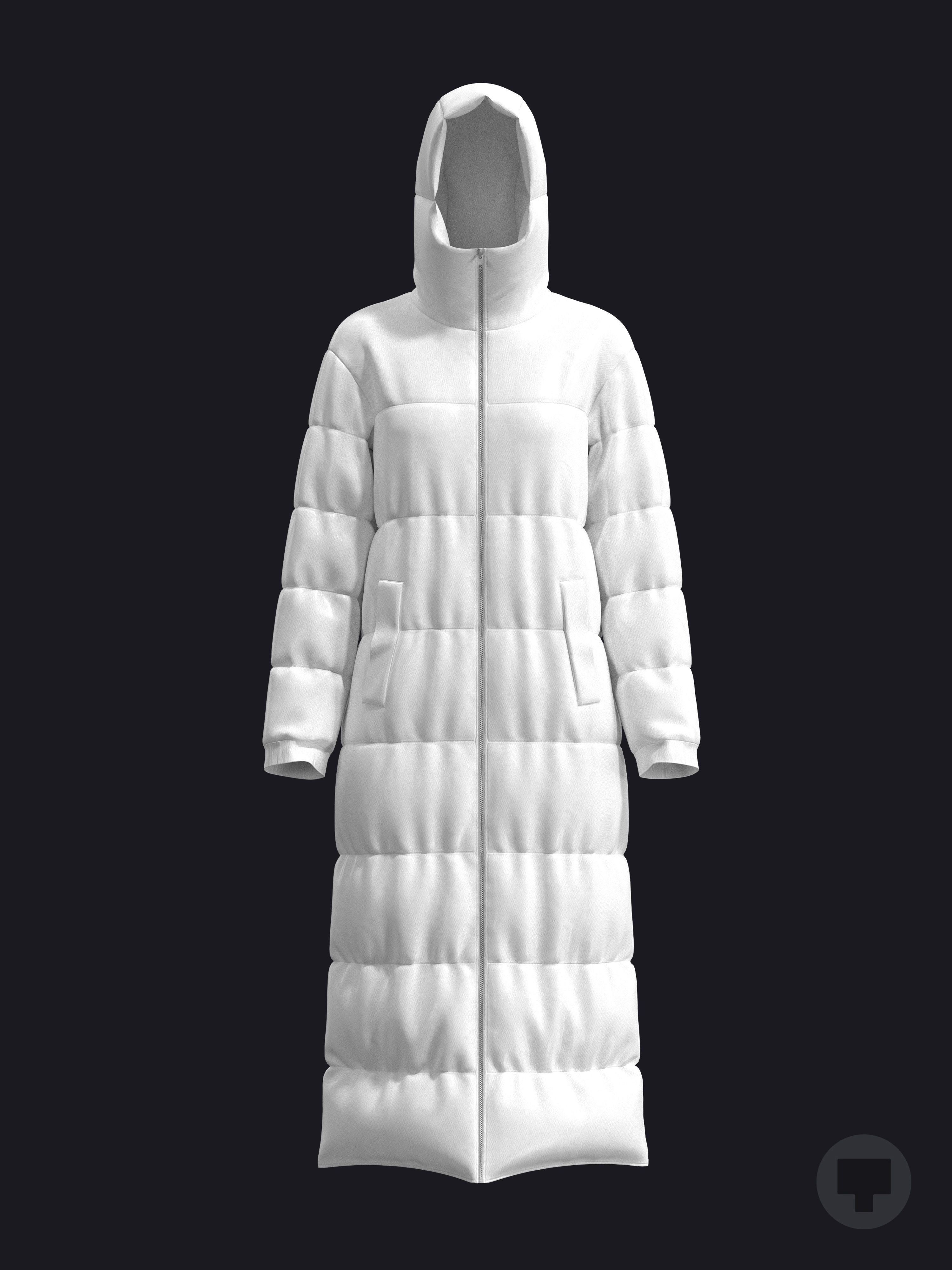BASIC FEMALE PUFFER COAT fv2 highpoly 3D model_1