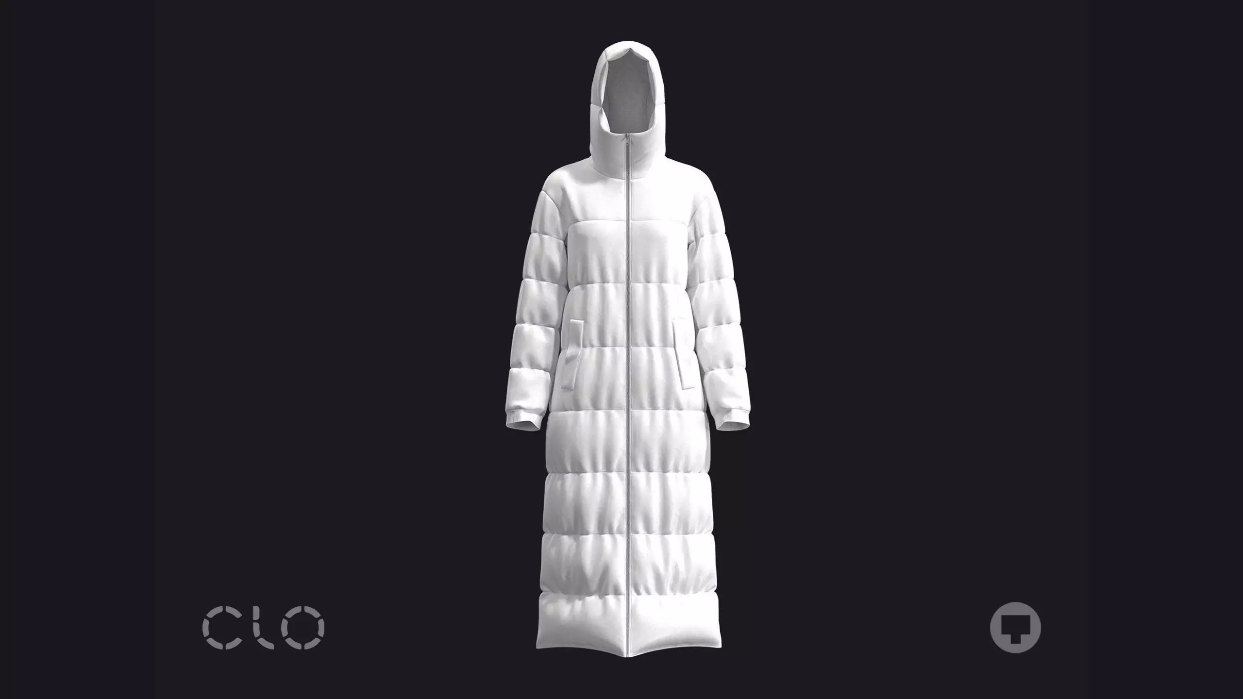 BASIC FEMALE PUFFER COAT fv2 highpoly 3D model_0