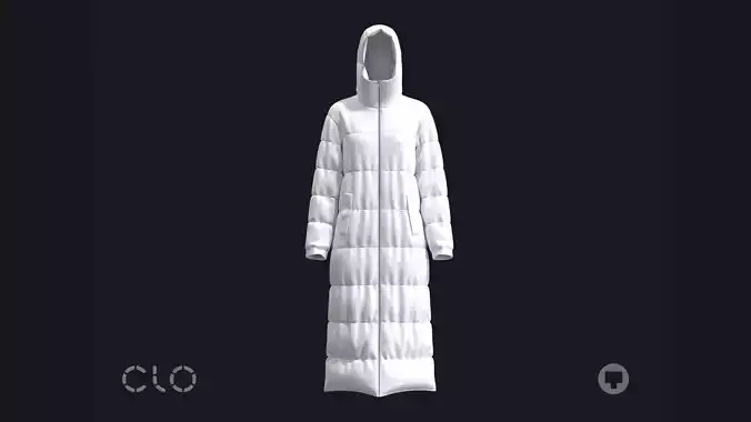 BASIC FEMALE PUFFER COAT fv2 highpoly 3D model