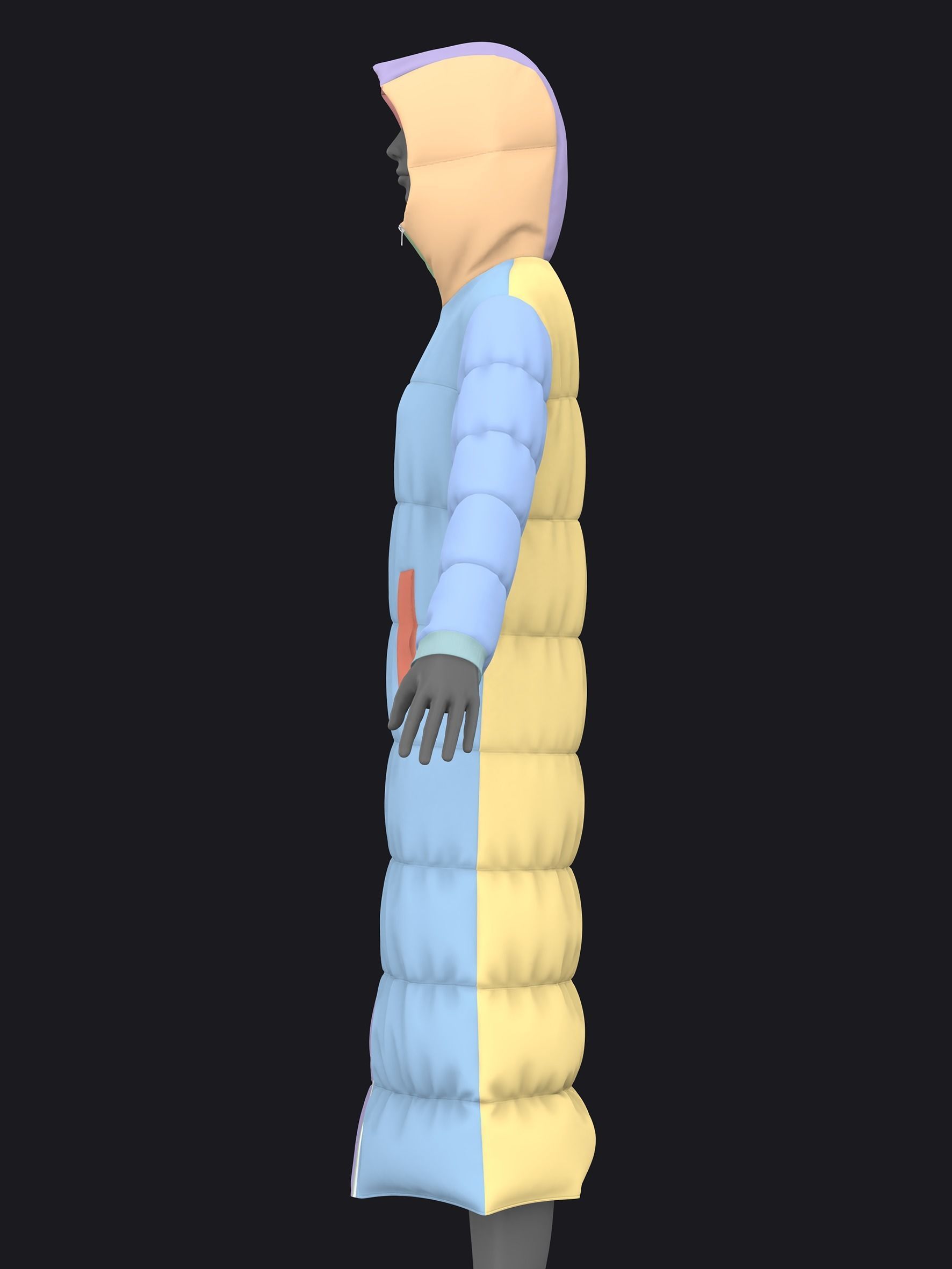 BASIC FEMALE PUFFER COAT fv2 highpoly 3D model_4