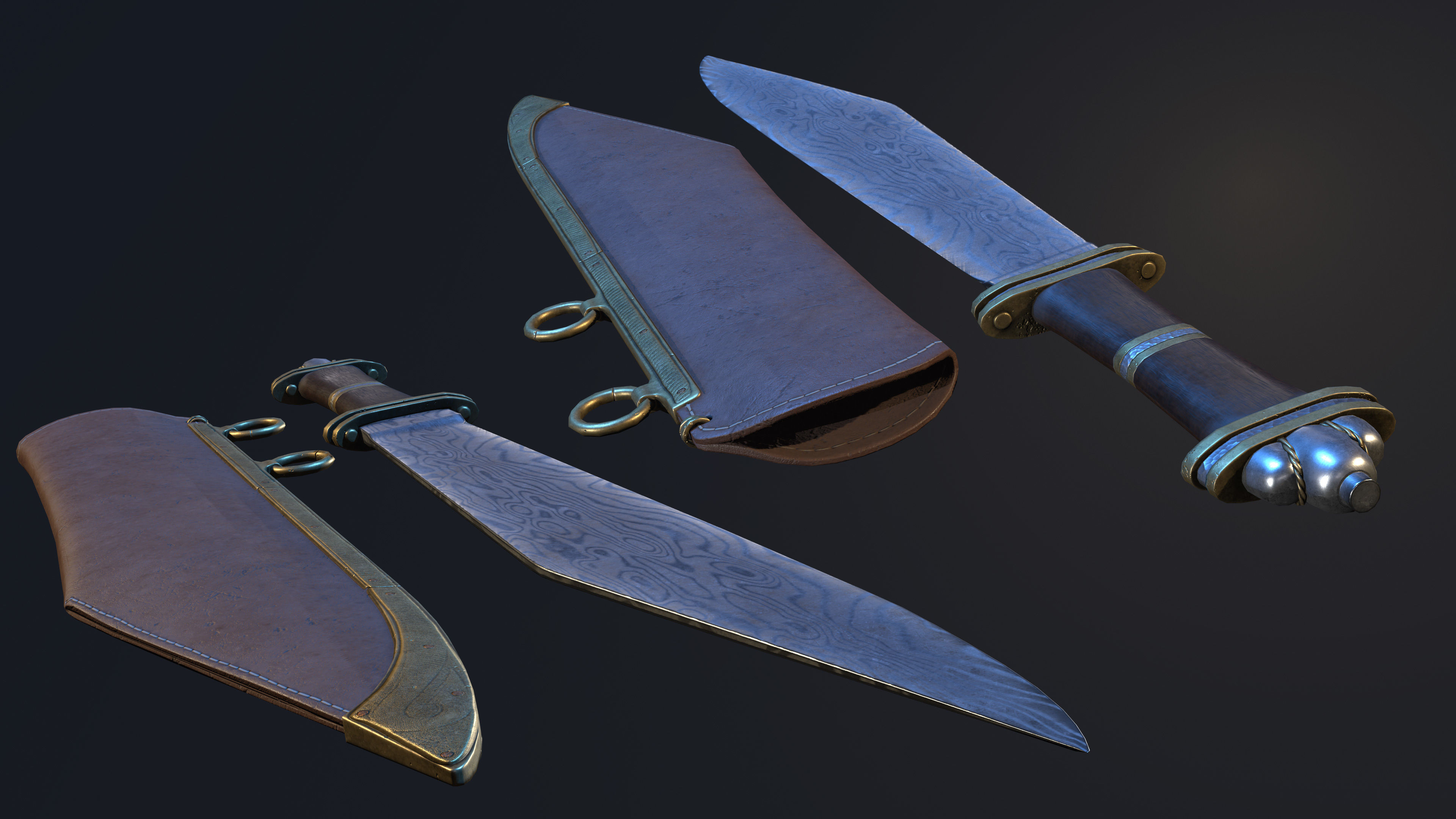 Damascus Long Sax Low-poly 3D model_11