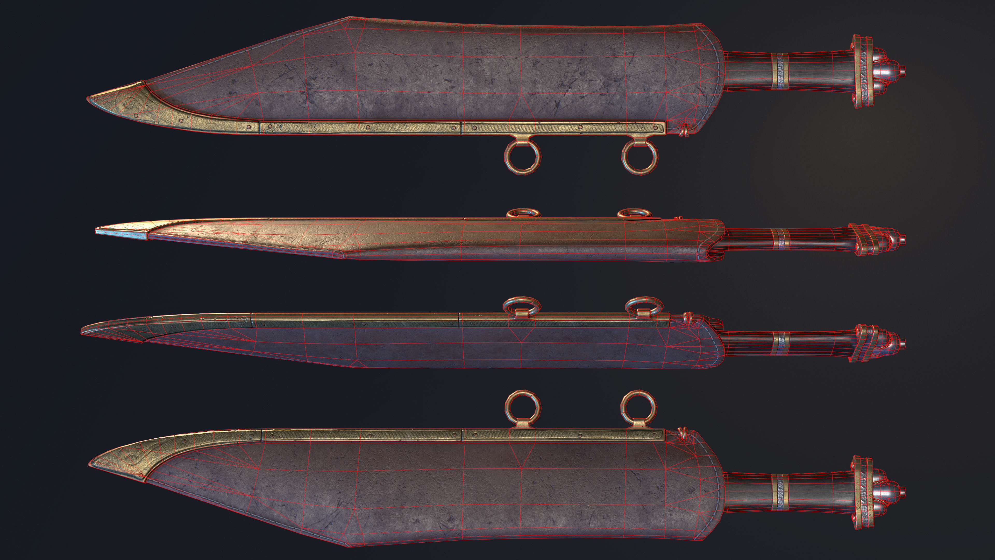 Damascus Long Sax Low-poly 3D model_6