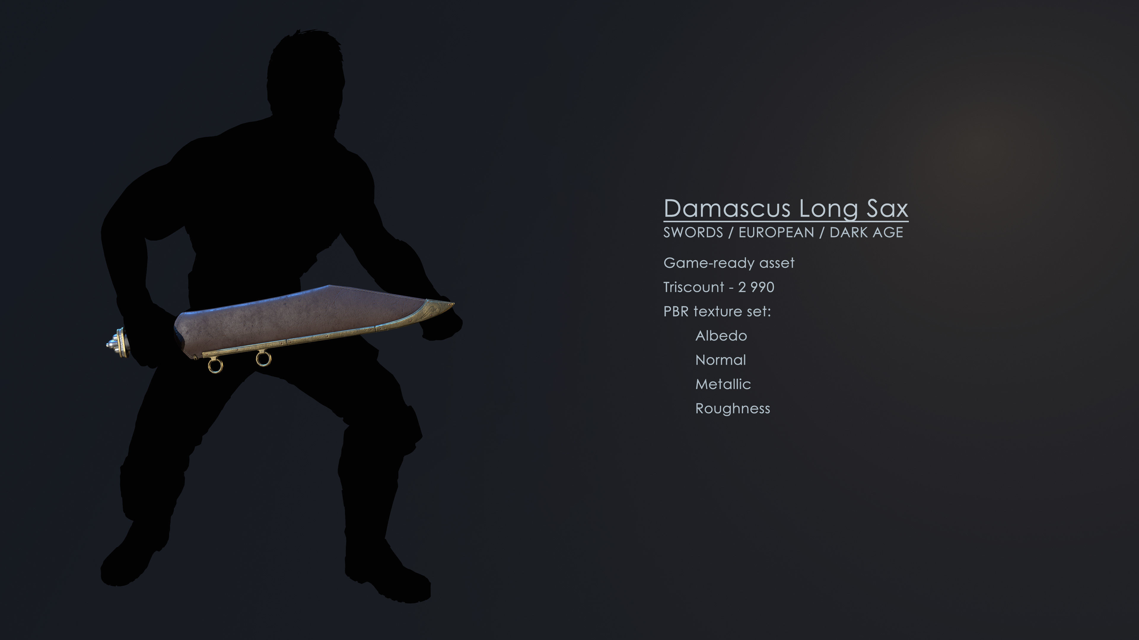 Damascus Long Sax Low-poly 3D model_9