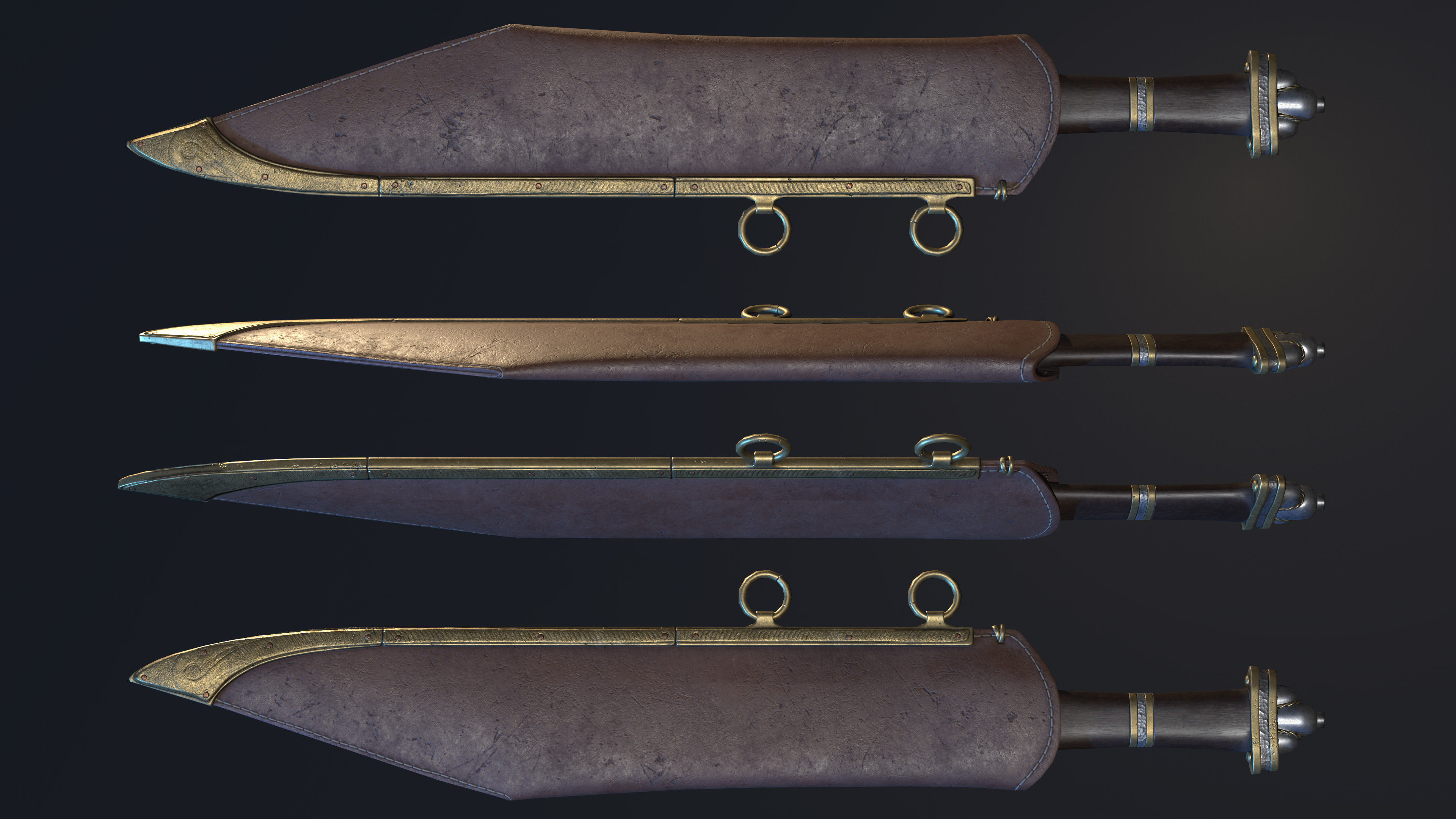 Damascus Long Sax Low-poly 3D model_5