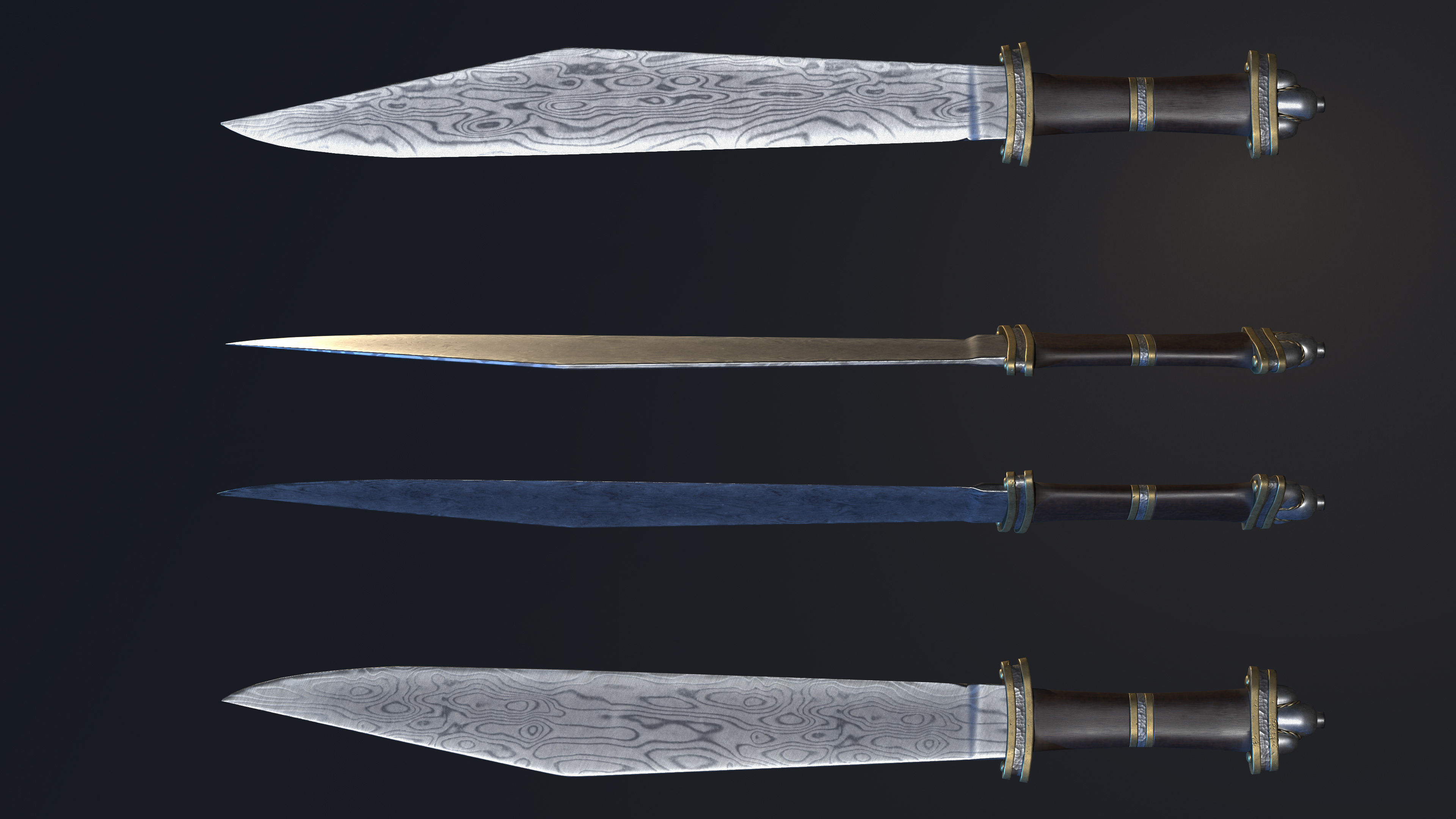 Damascus Long Sax Low-poly 3D model_7