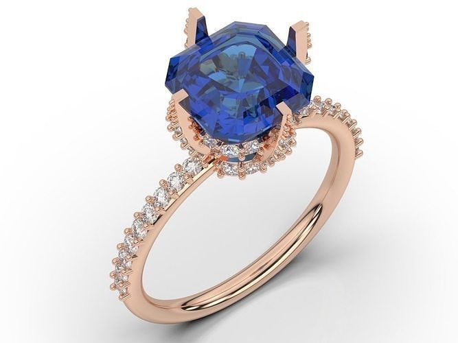 solitaire engagement ring silver gold print 3D print model