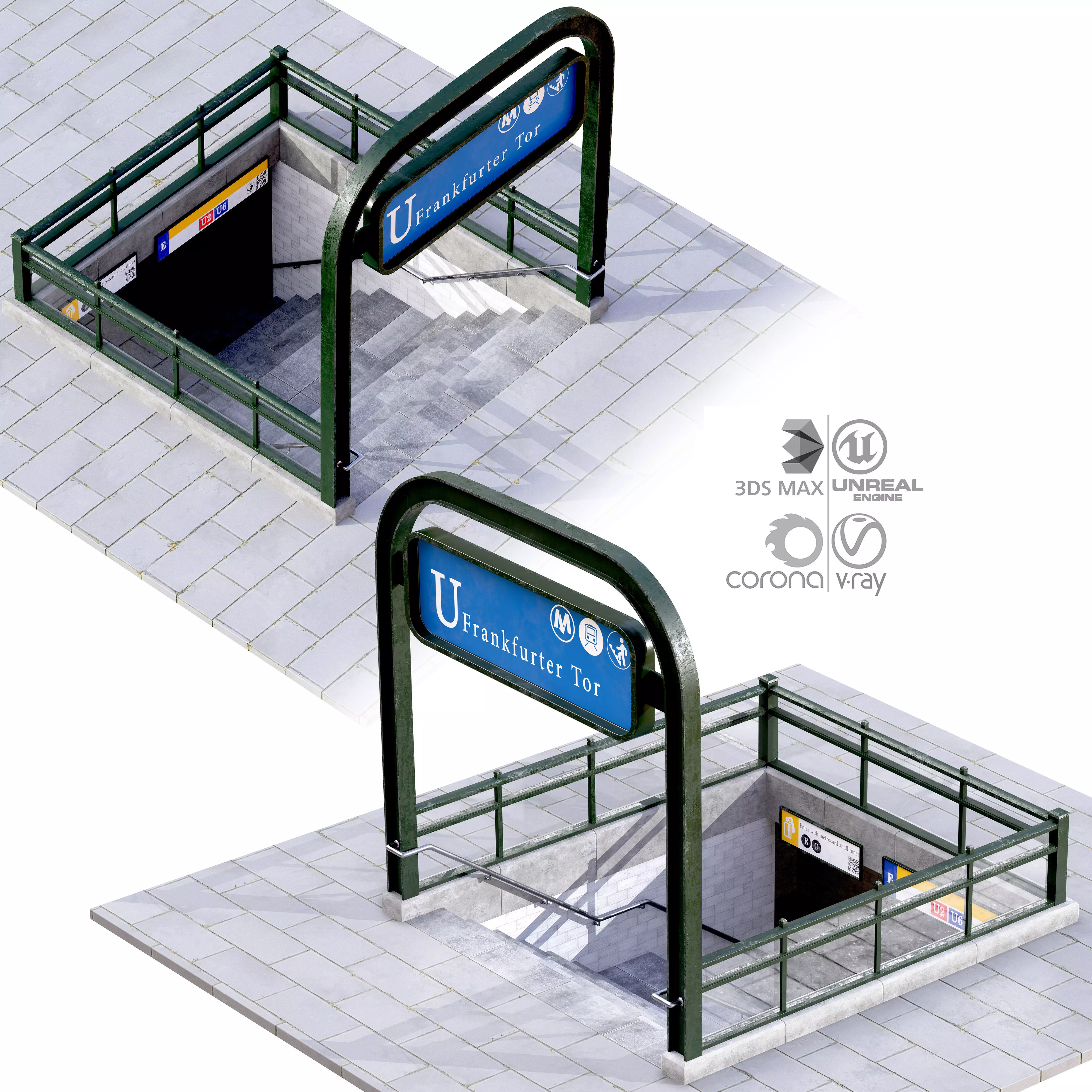 Metro Entrance 03 Low-poly 3D model_0