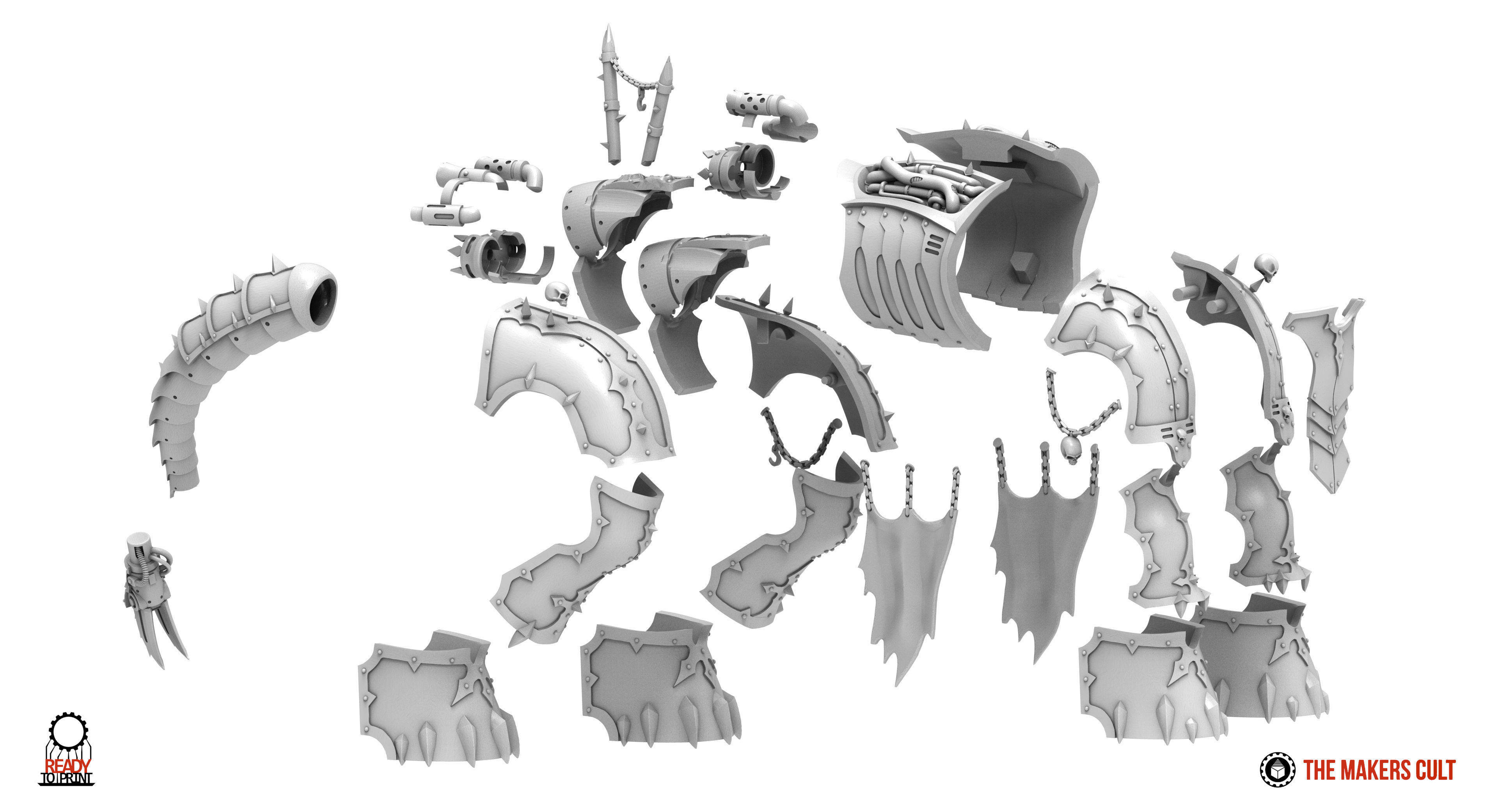 Centaur knight conversion kit - Chaos armour pack only 3D print model_6