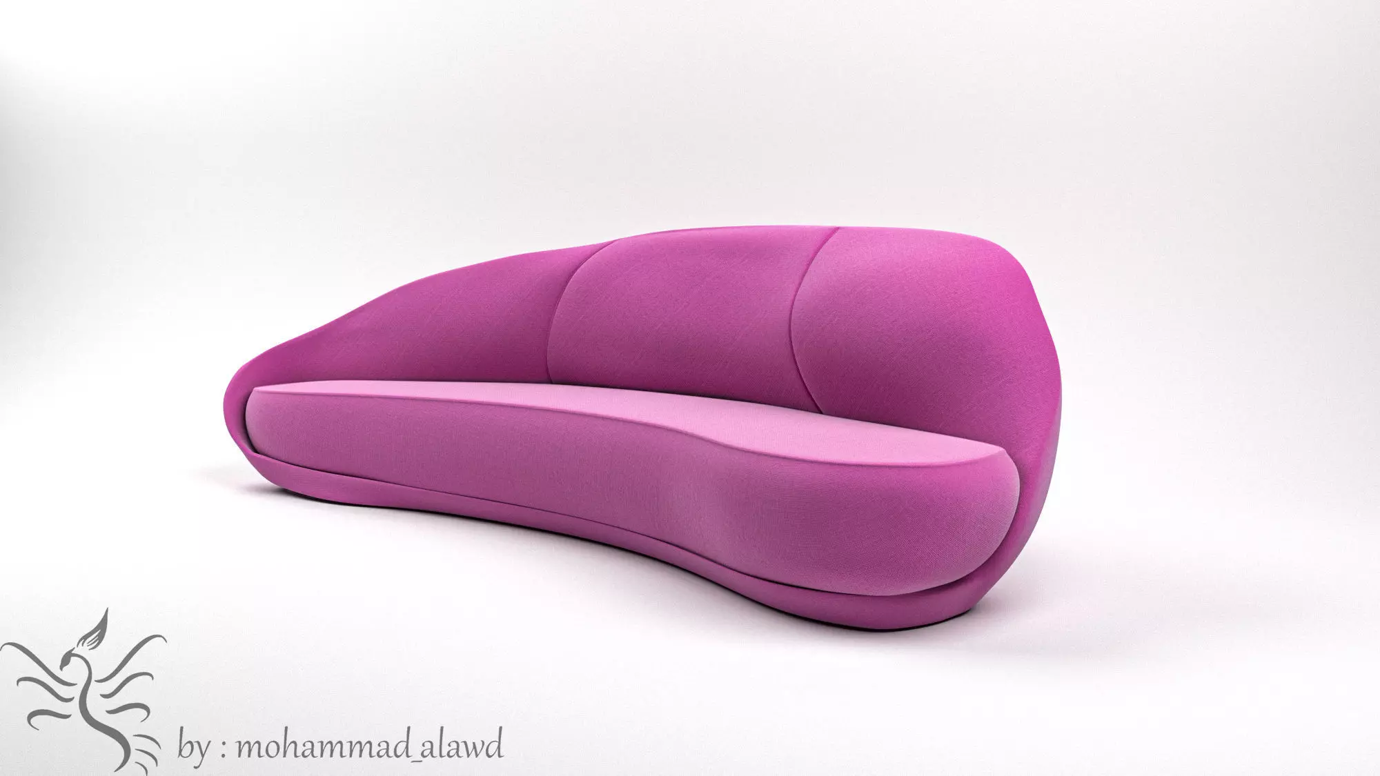 Organic shaped sofa Low-poly 3D model