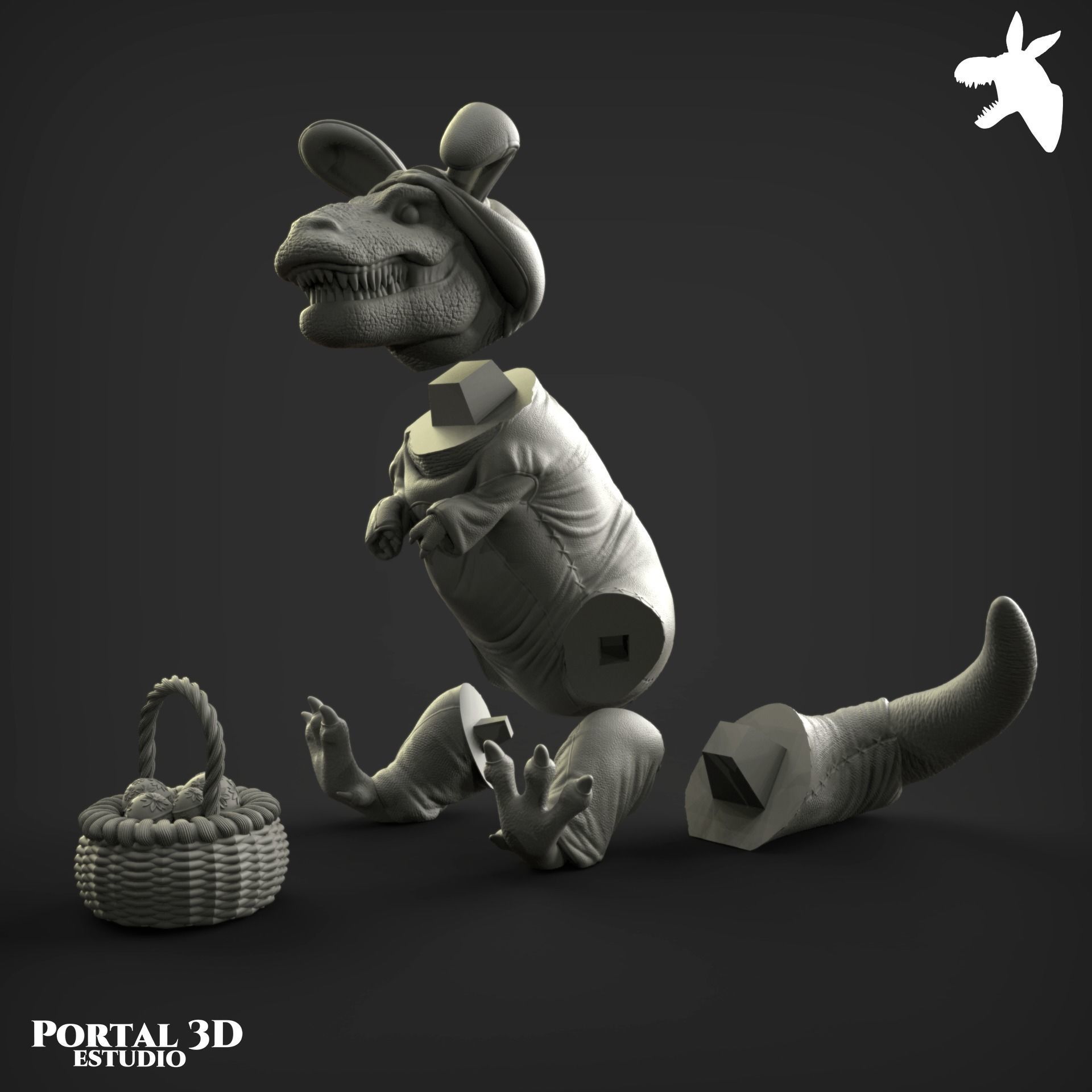EASTER DINOSAUR RABBIT-SAUR 3D print model_7