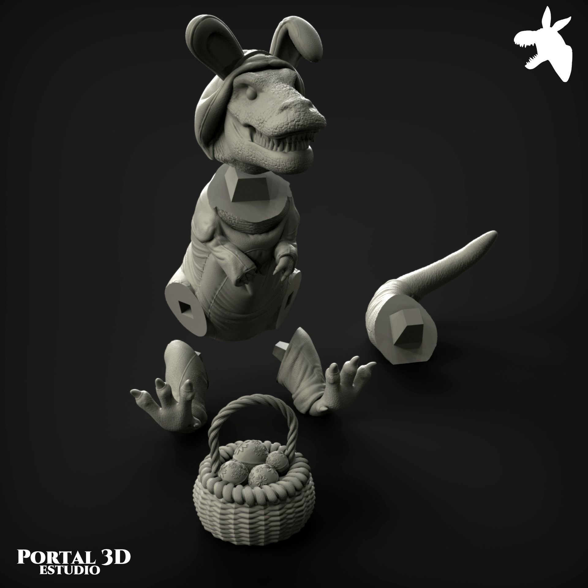 EASTER DINOSAUR RABBIT-SAUR 3D print model_11