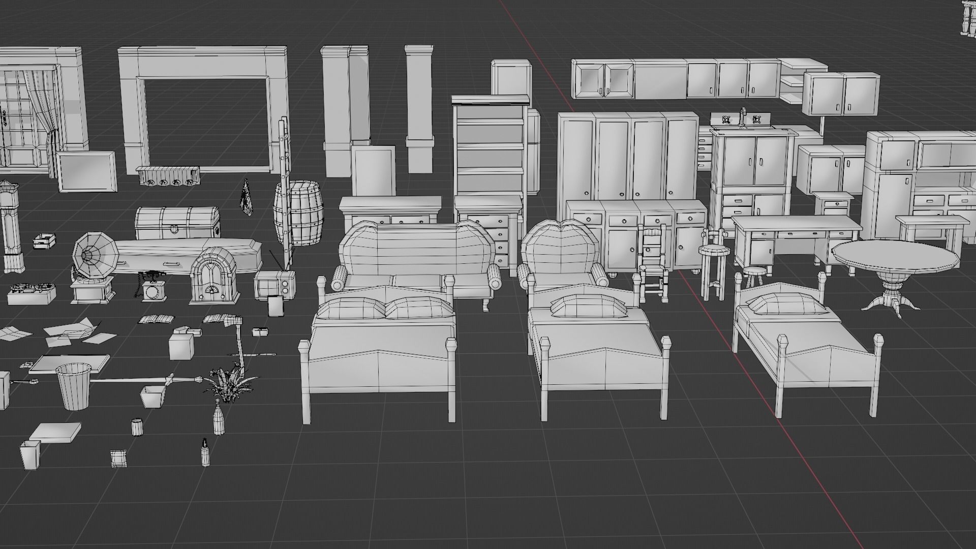 Asset Pack Low Poly Horror House 3D model Low-poly 3D model_7