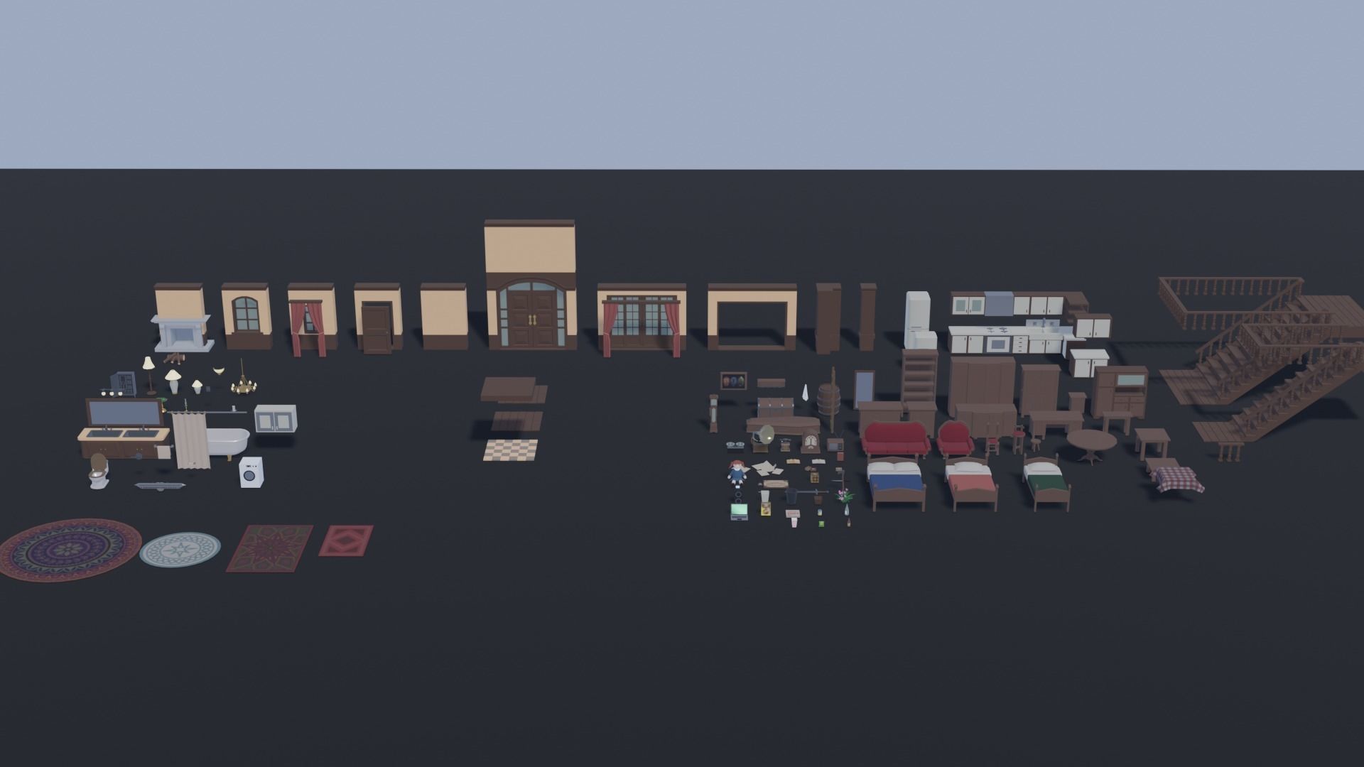 Asset Pack Low Poly Horror House 3D model Low-poly 3D model_8