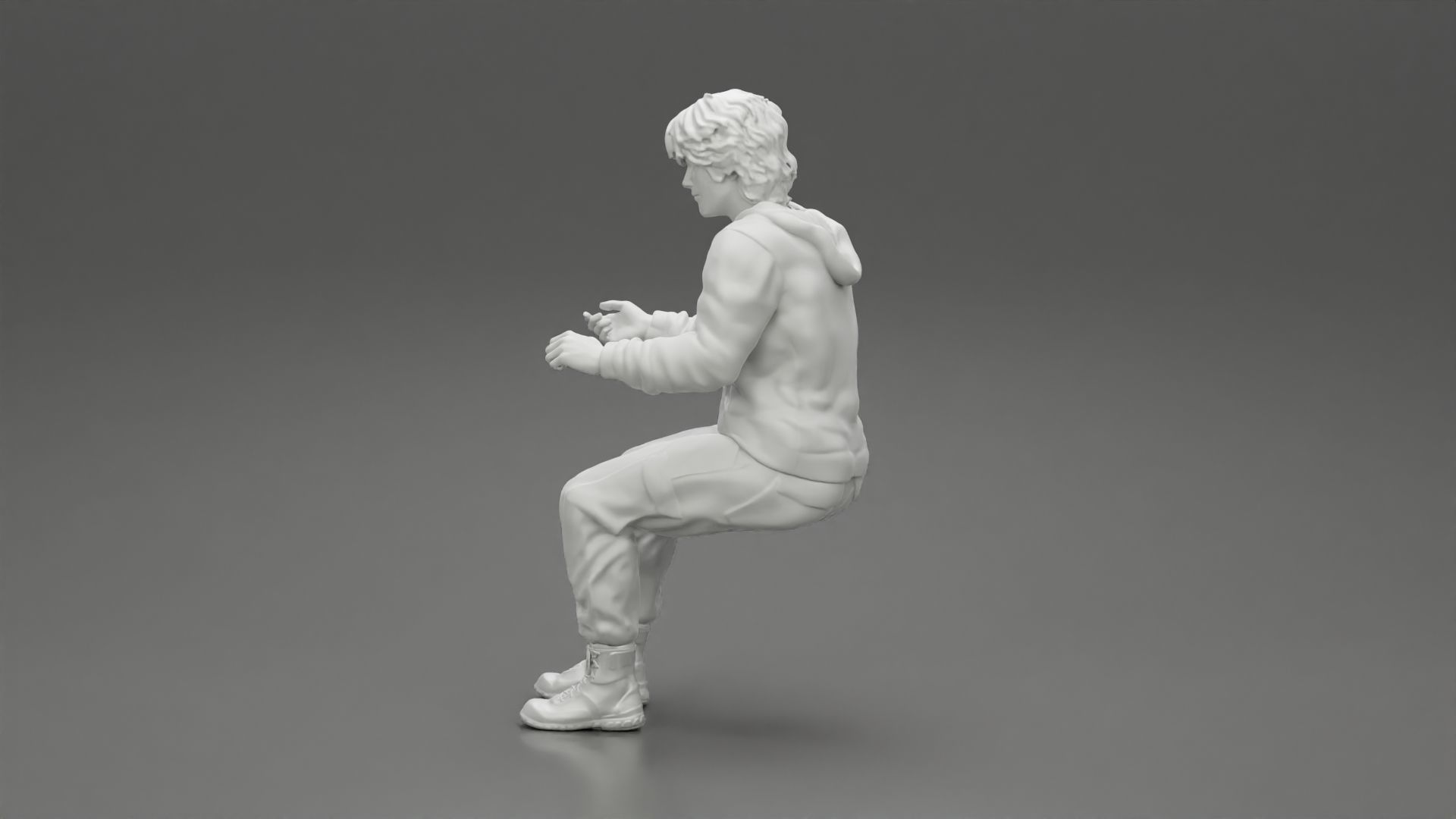 Man sitting on driver seat in car 3D print model_11