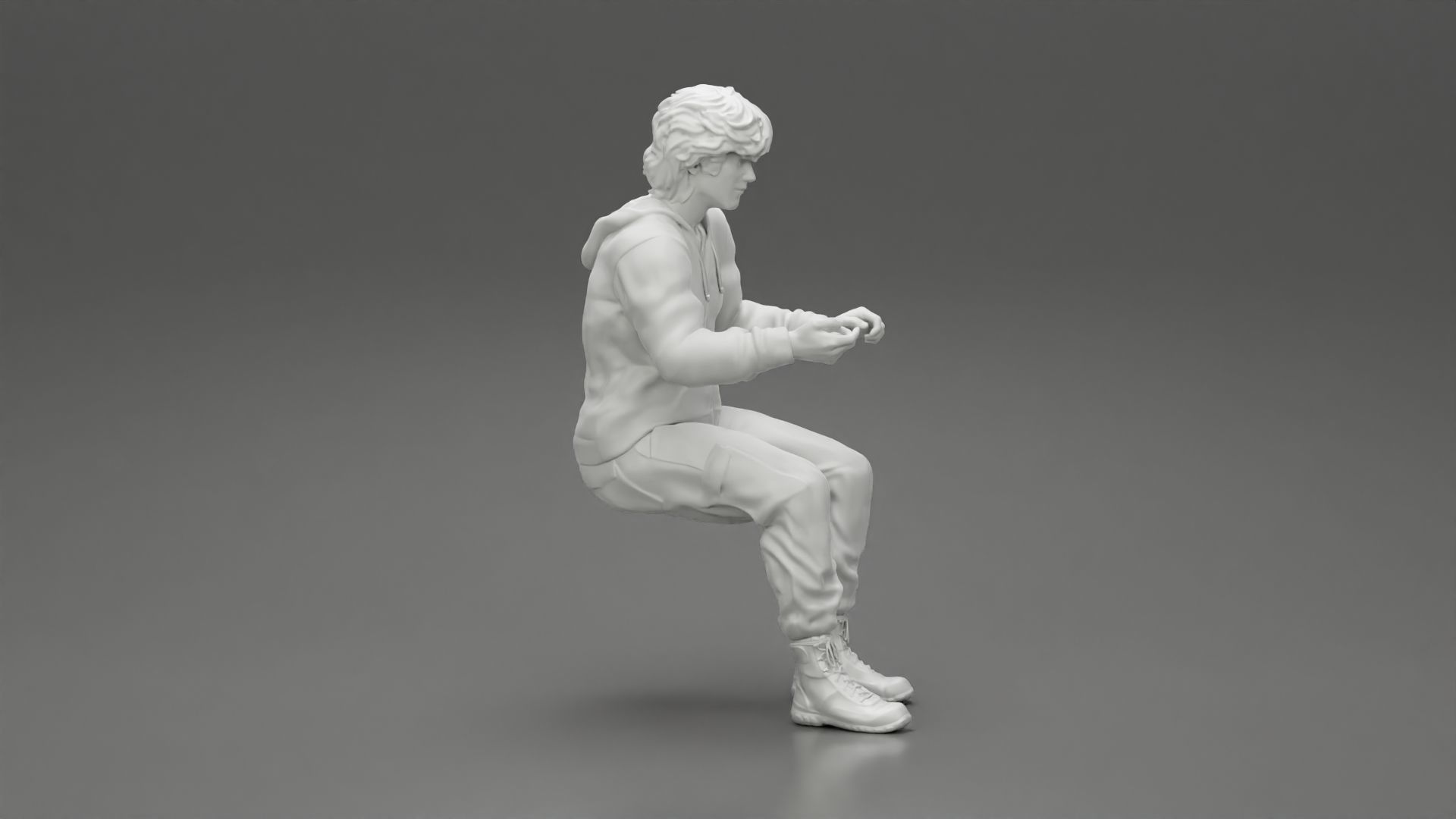 Man sitting on driver seat in car 3D print model_8