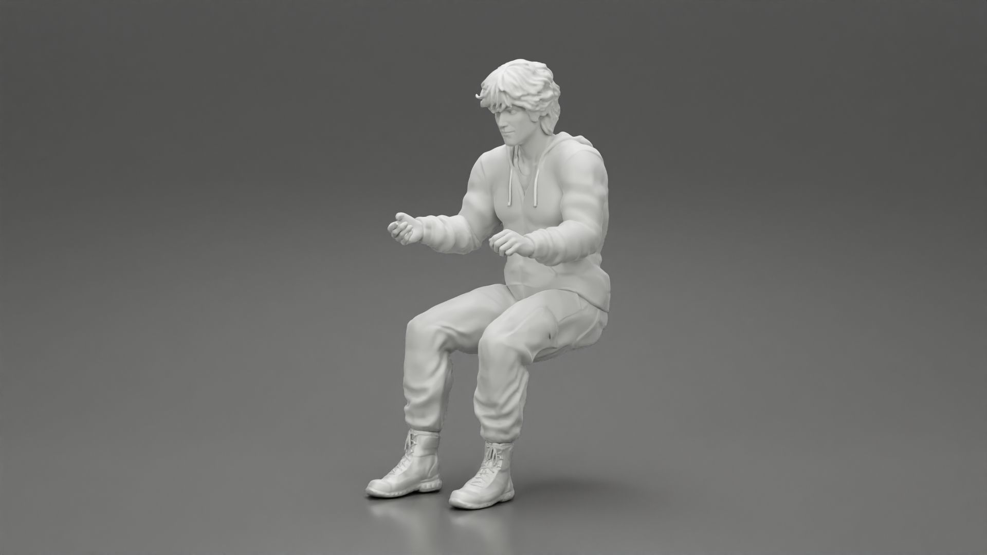 Man sitting on driver seat in car 3D print model_6