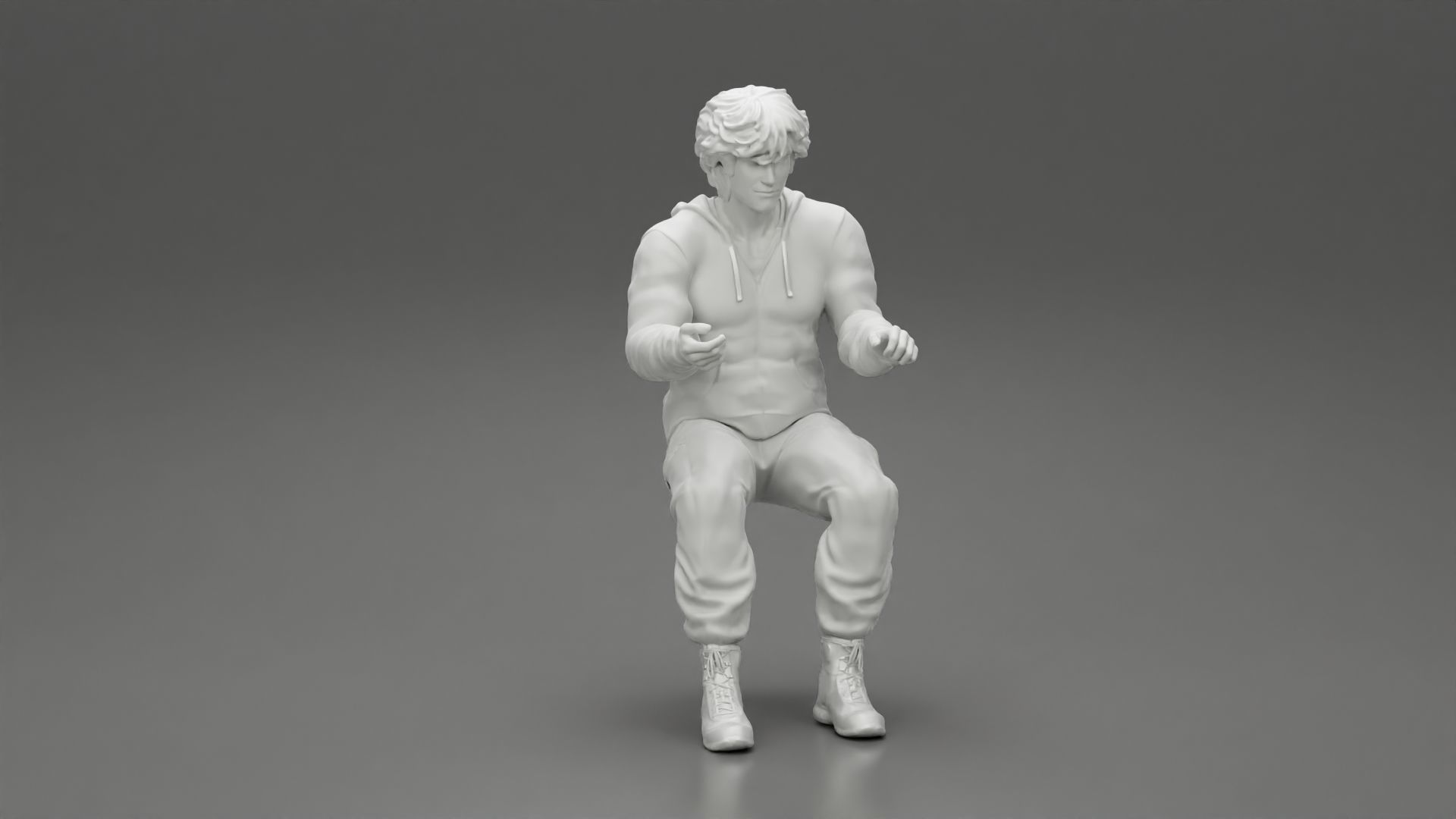 Man sitting on driver seat in car 3D print model_7