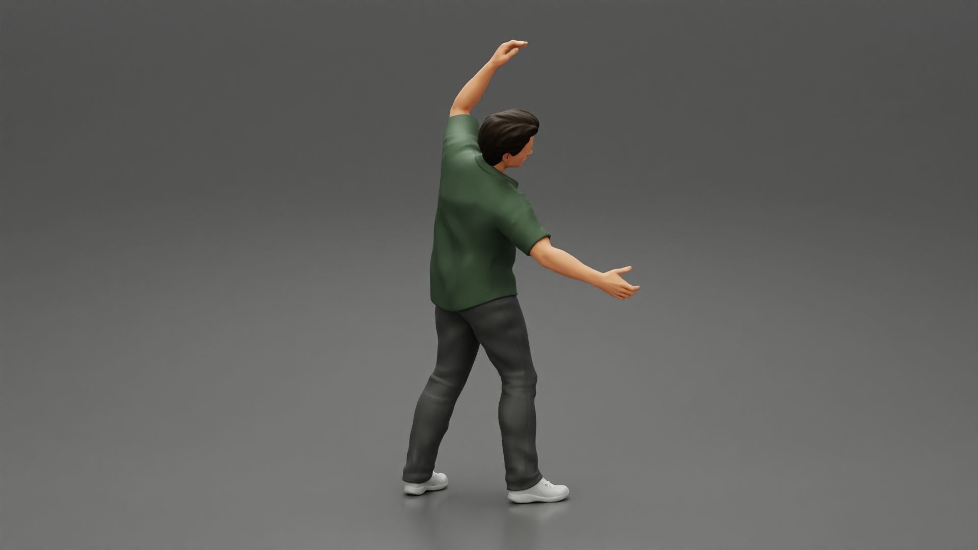 young man in a shirt and pants dancing 3D print model_2