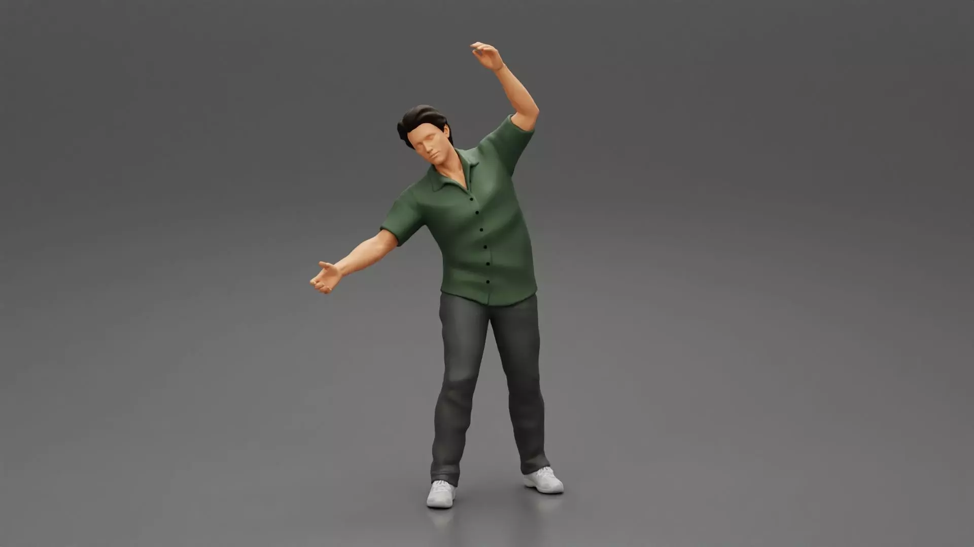 young man in a shirt and pants dancing 3D print model_0