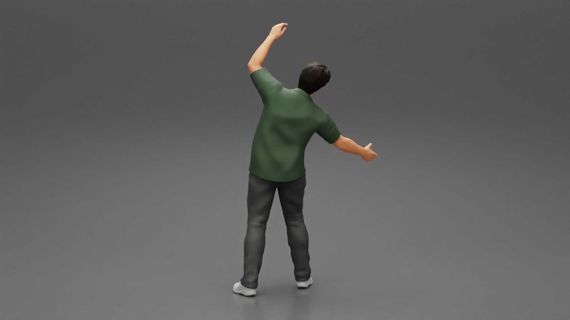 young man in a shirt and pants dancing 3D print model_3