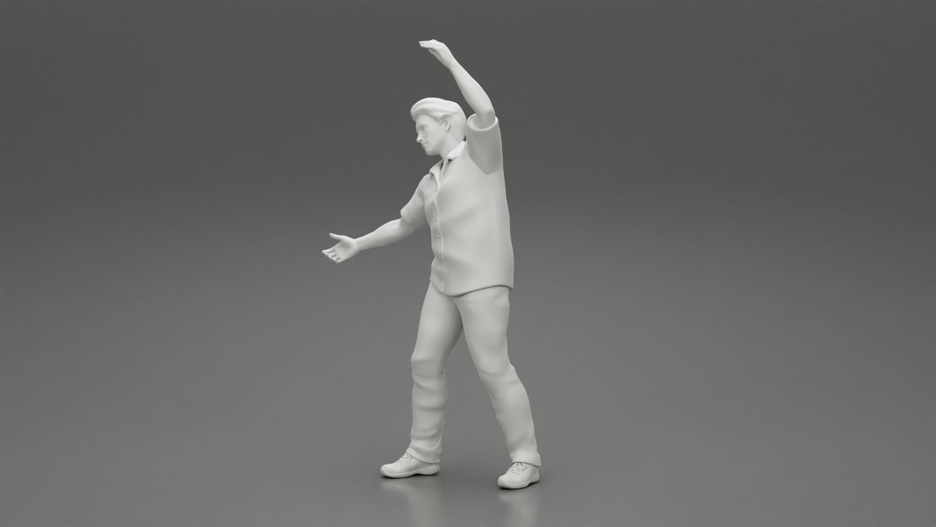 young man in a shirt and pants dancing 3D print model_11