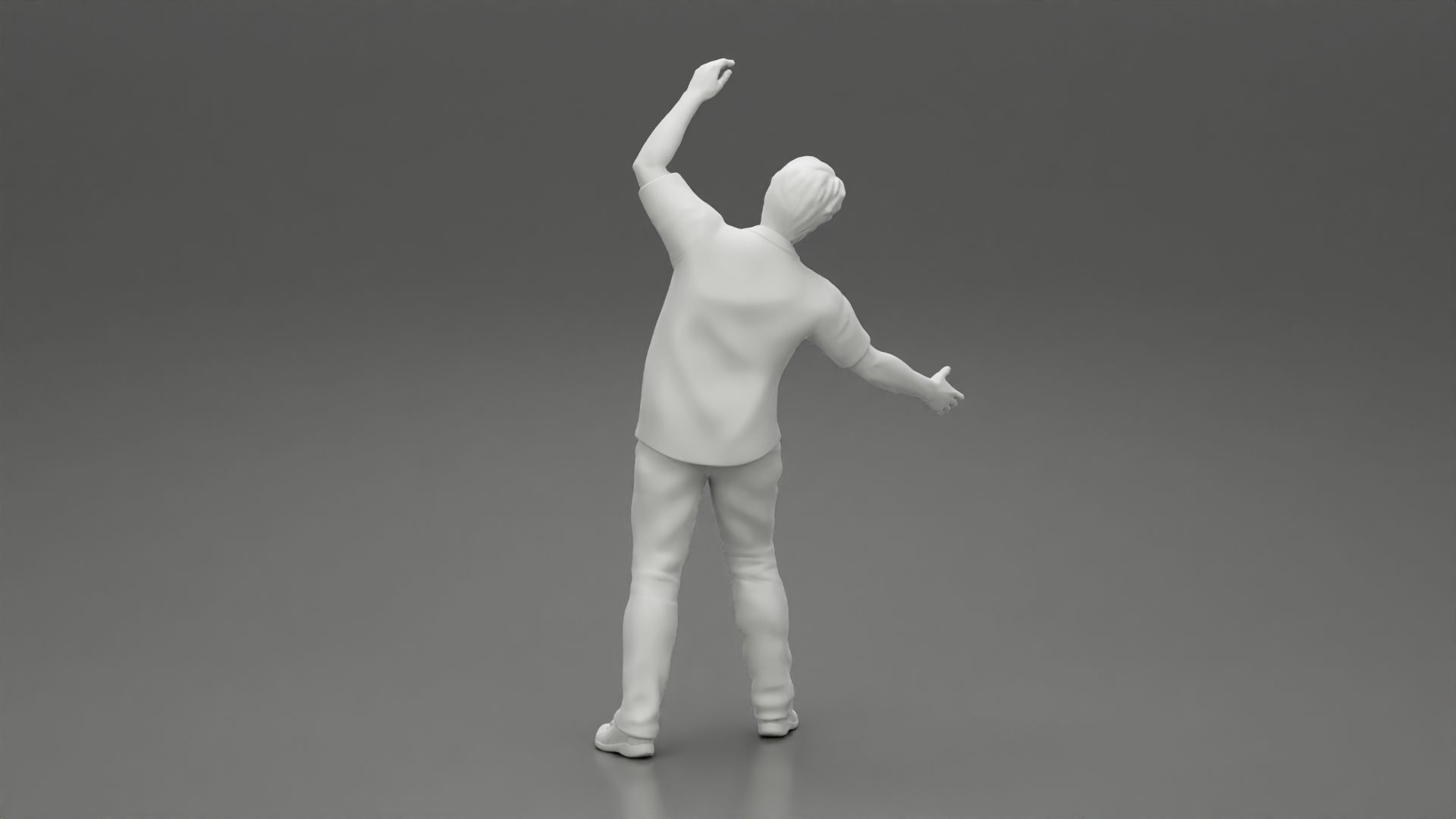 young man in a shirt and pants dancing 3D print model_9