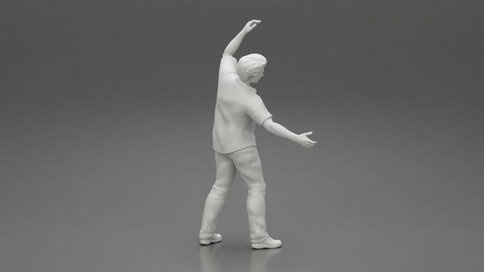 young man in a shirt and pants dancing 3D print model_8