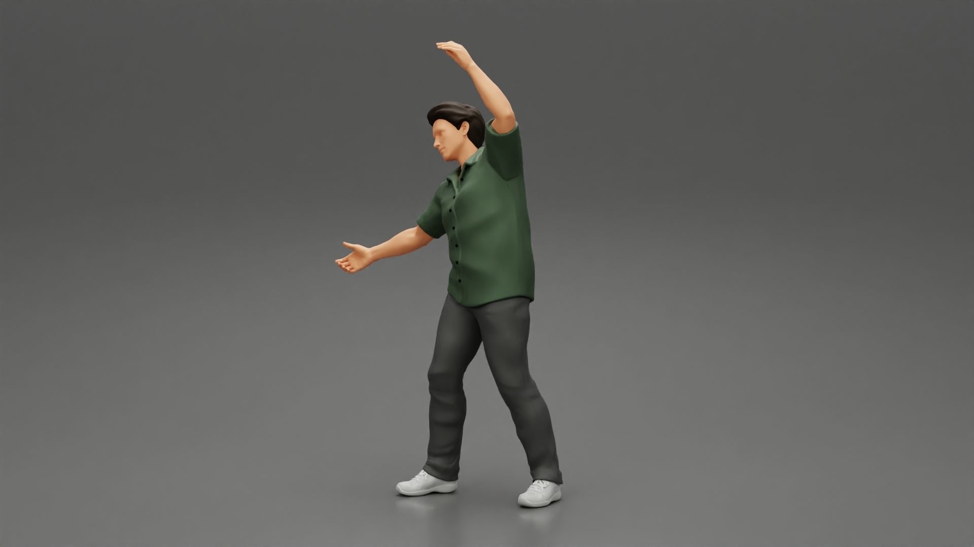 young man in a shirt and pants dancing 3D print model_5
