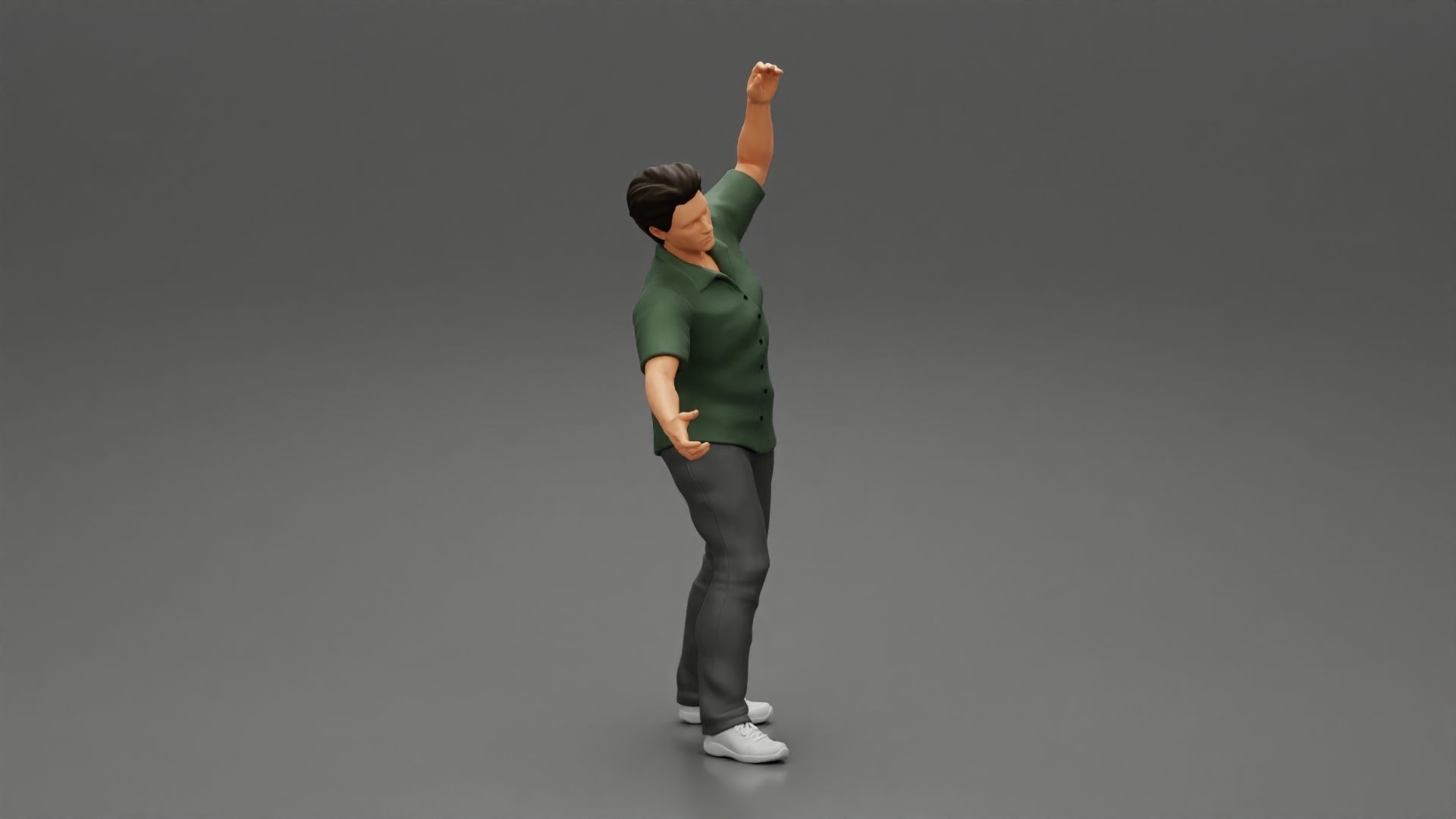 young man in a shirt and pants dancing 3D print model_1