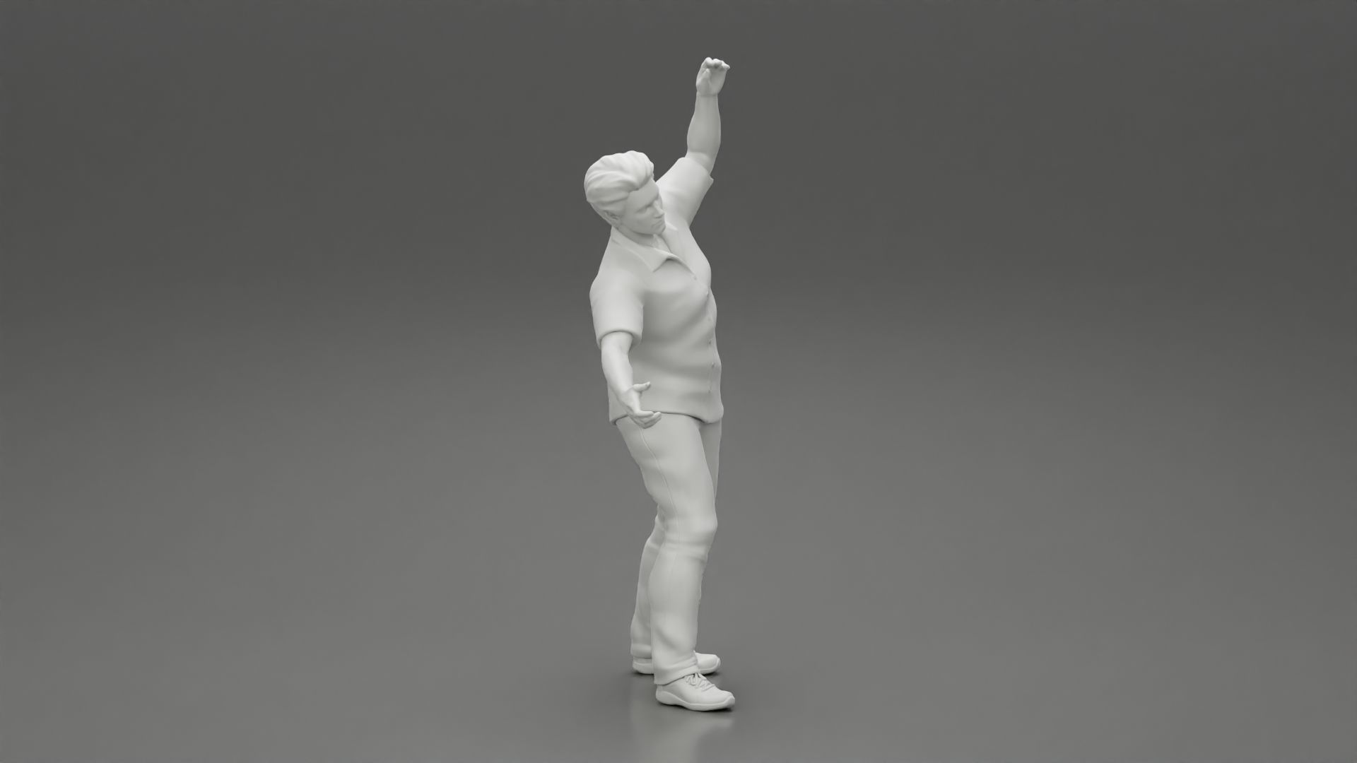 young man in a shirt and pants dancing 3D print model_7