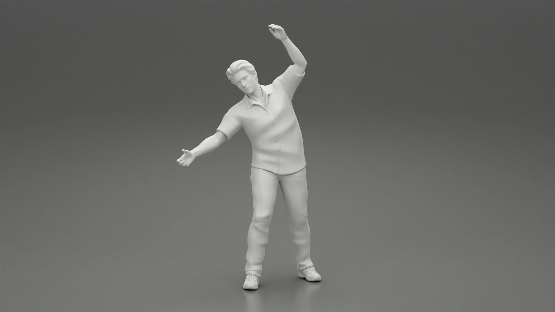 young man in a shirt and pants dancing 3D print model_6