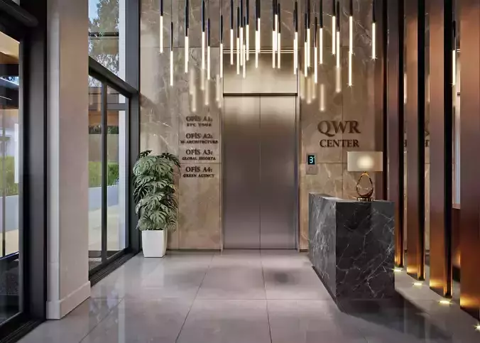 Lobby Full Scene  Low-poly 3D model