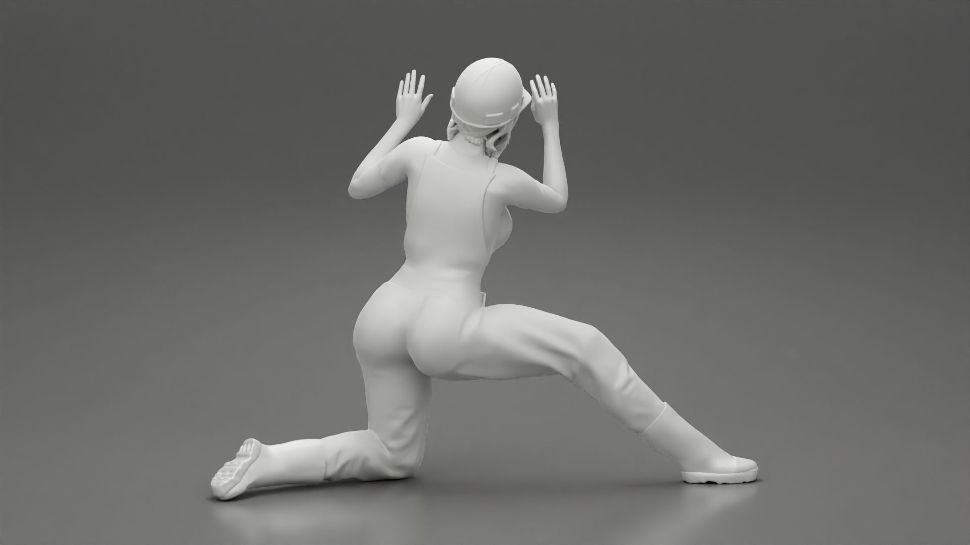 automotive mechanic girl with suit and helmet check the car 3D print model_9