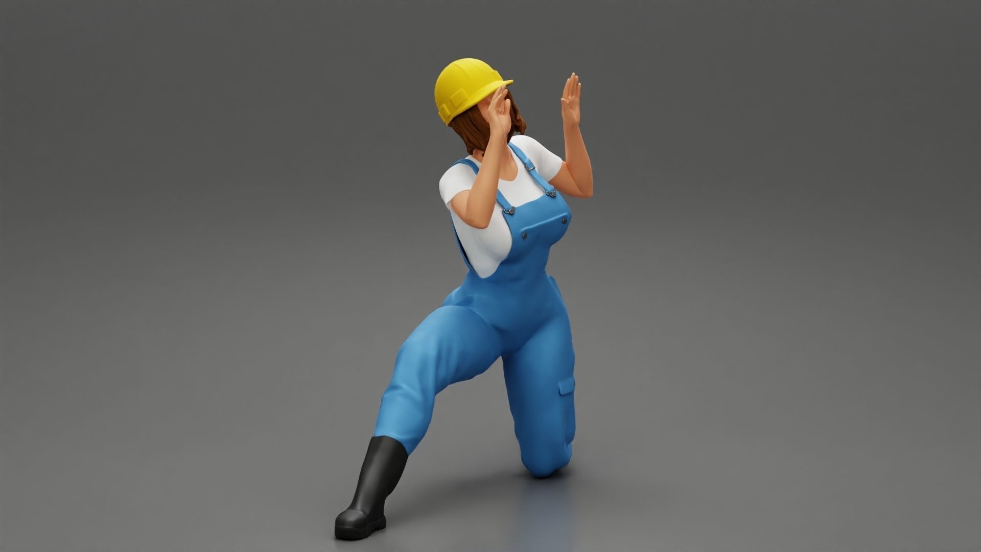 automotive mechanic girl with suit and helmet check the car 3D print model_1