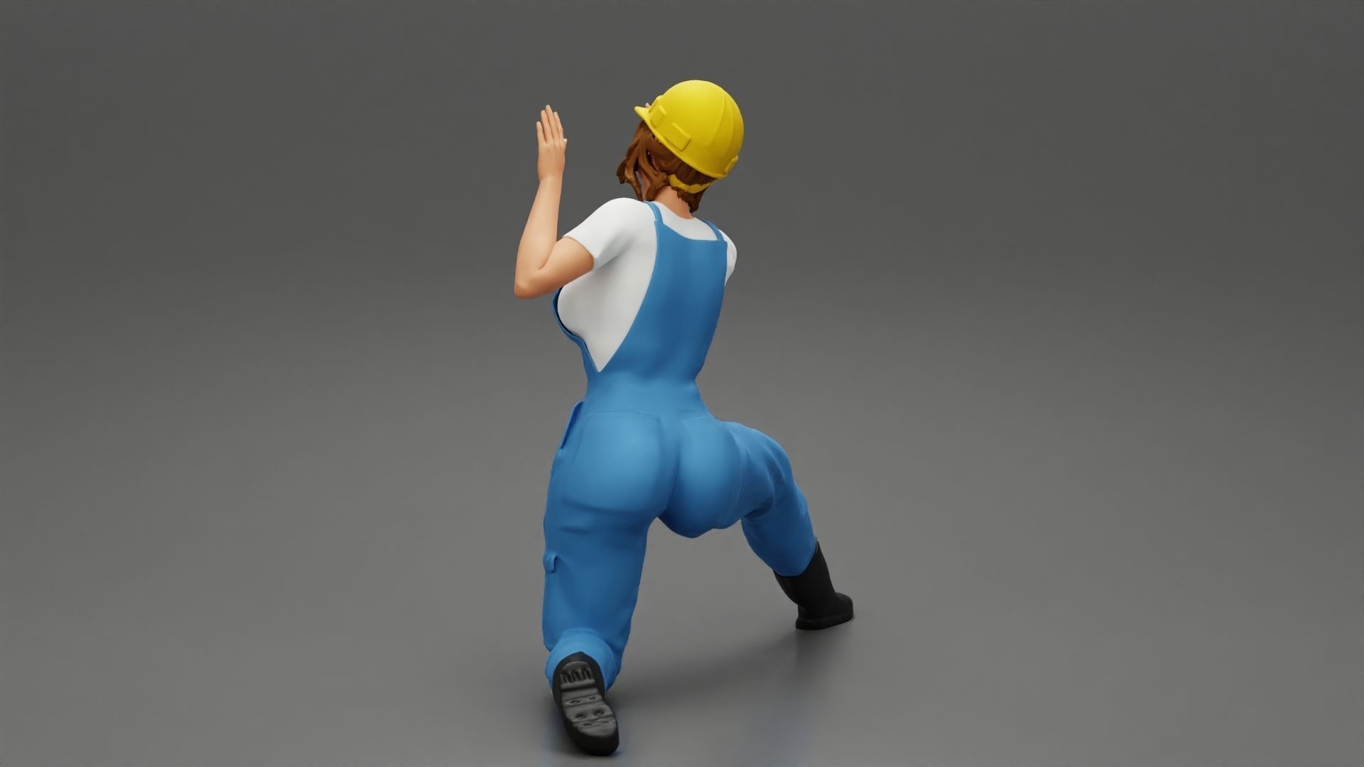 automotive mechanic girl with suit and helmet check the car 3D print model_4