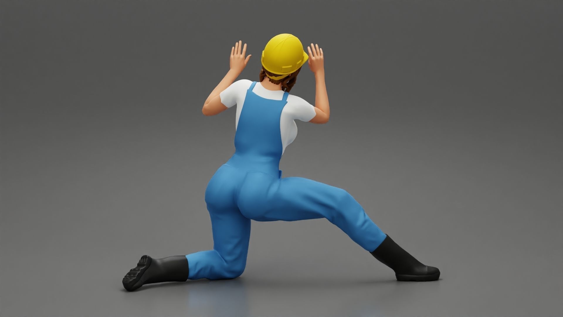 automotive mechanic girl with suit and helmet check the car 3D print model_3