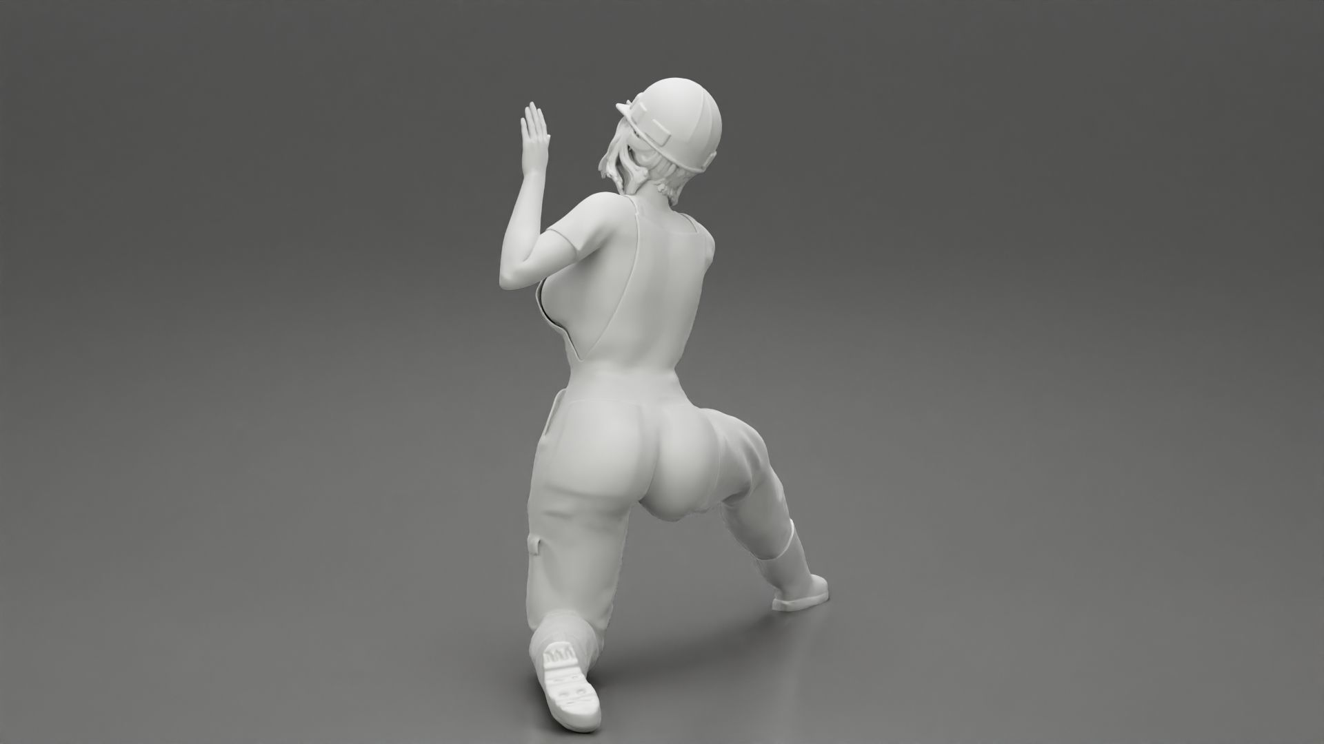 automotive mechanic girl with suit and helmet check the car 3D print model_10