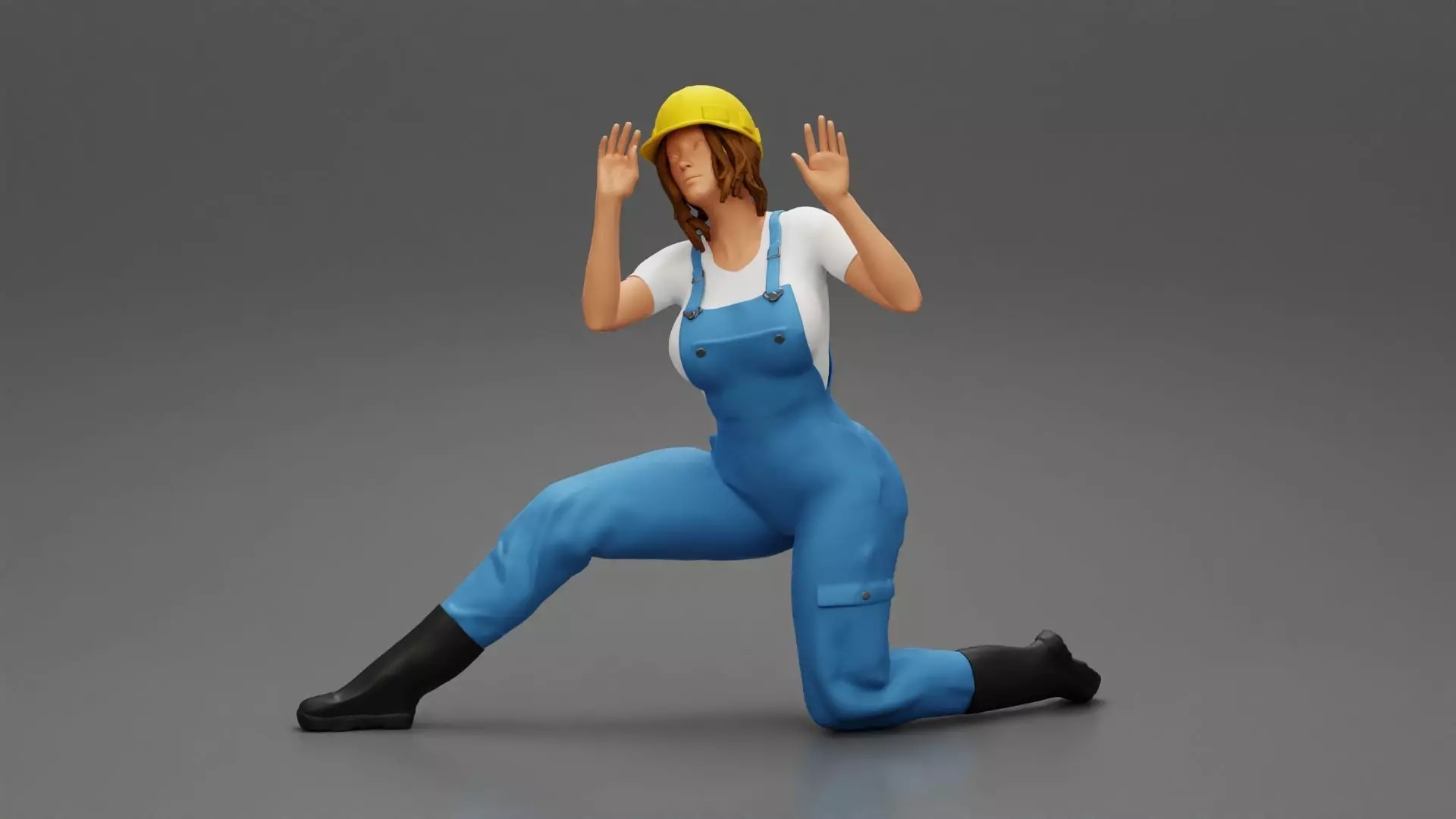 automotive mechanic girl with suit and helmet check the car 3D print model_0