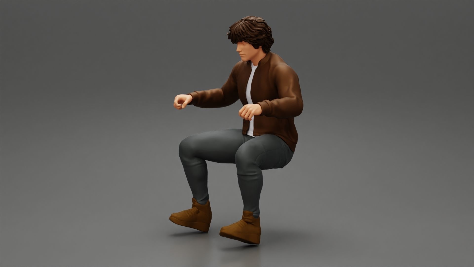 Young Motorbiker man riding pose 3D print model_4