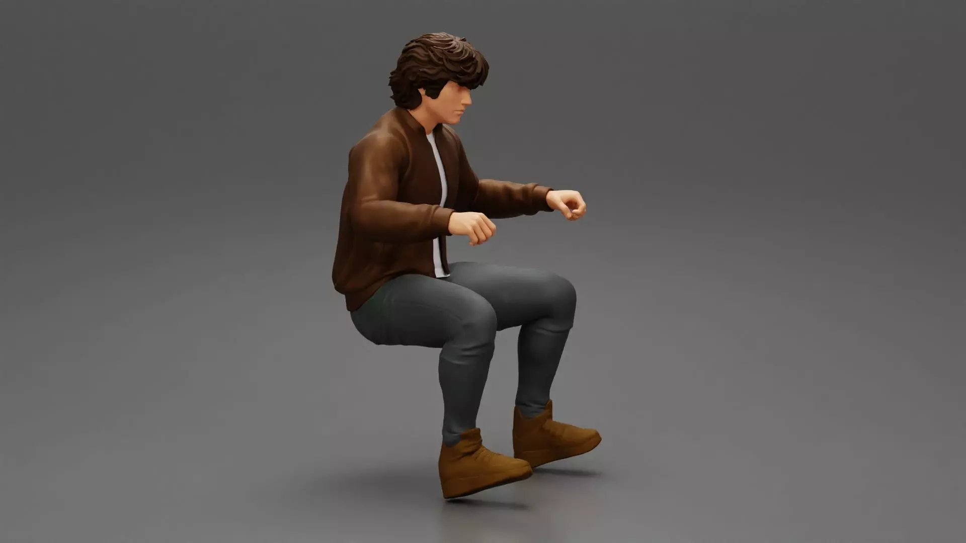 Young Motorbiker man riding pose 3D print model_0