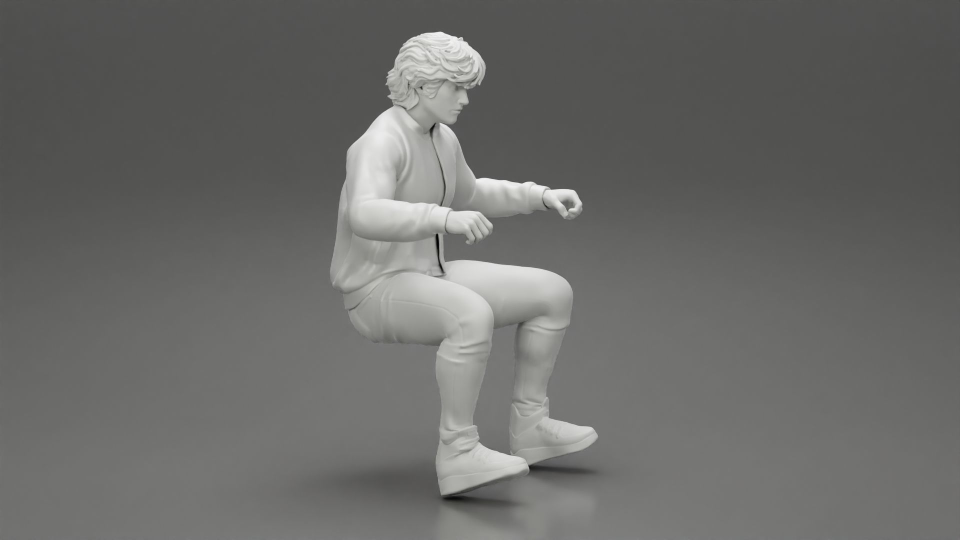 Young Motorbiker man riding pose 3D print model_6