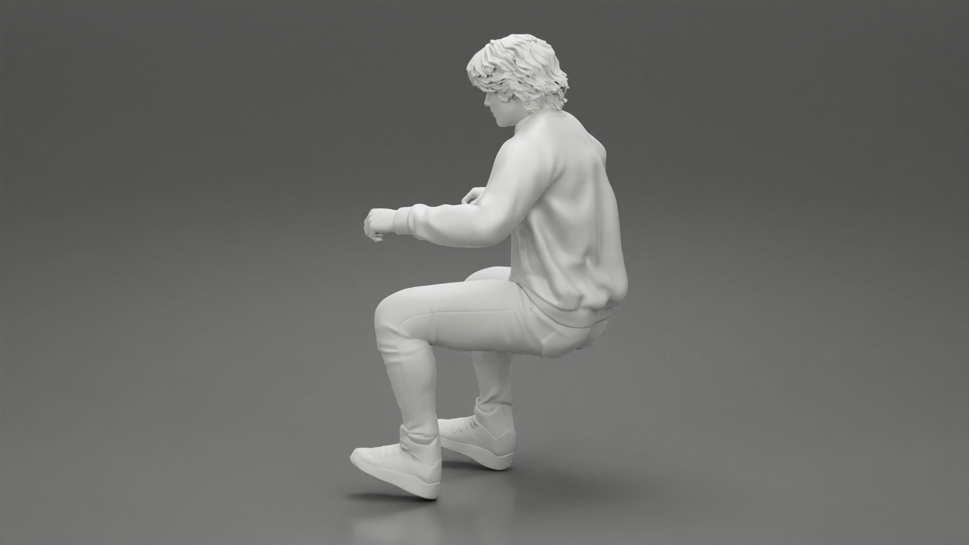 Young Motorbiker man riding pose 3D print model_9