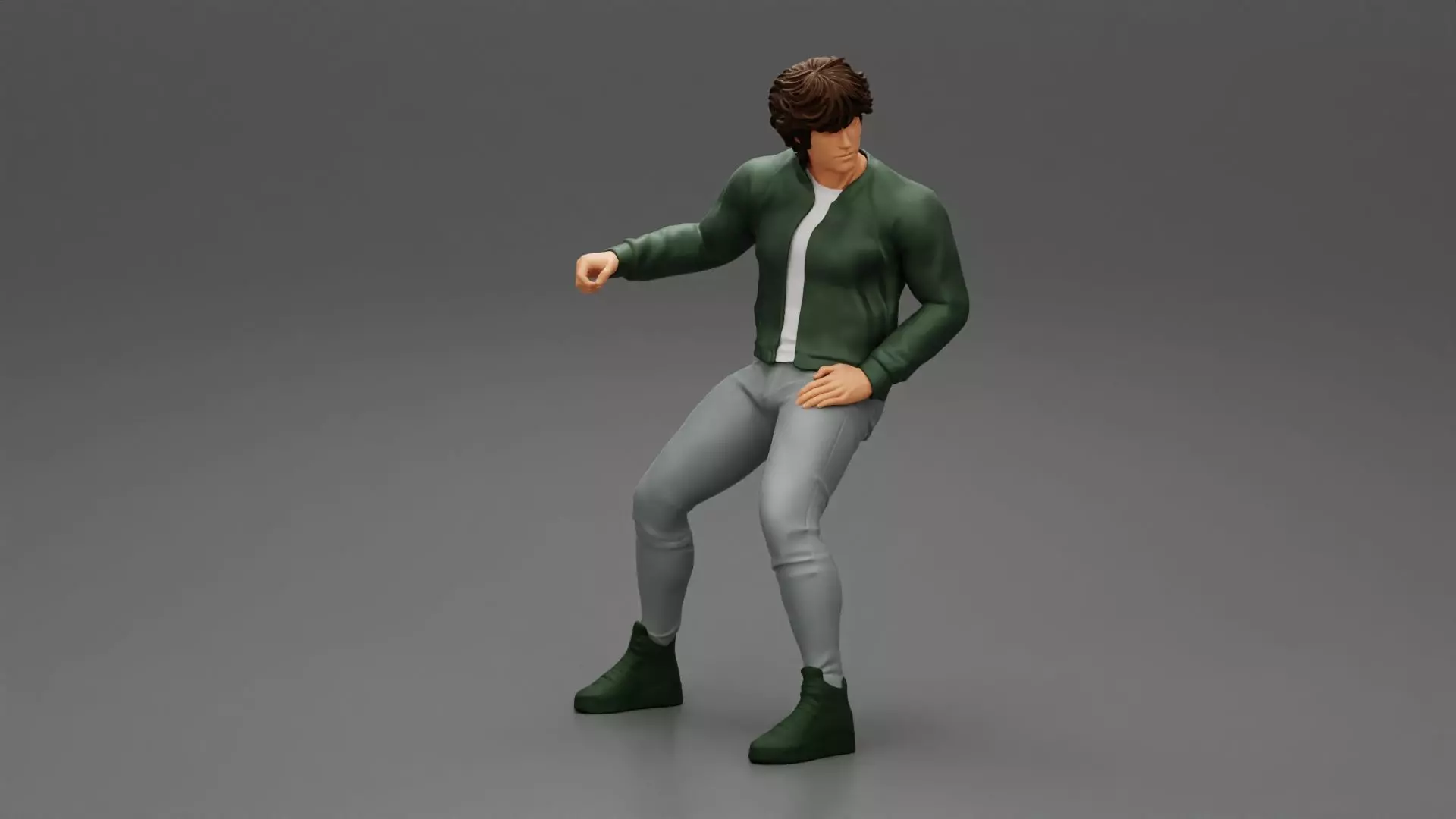 Young Motorbiker man sitting on his motorbike 3D print model