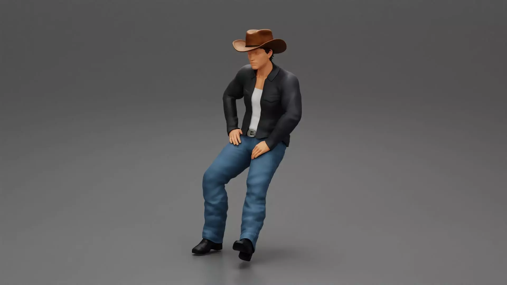 young man wearing casual outfit sitting on a motocycle 3D print model_0