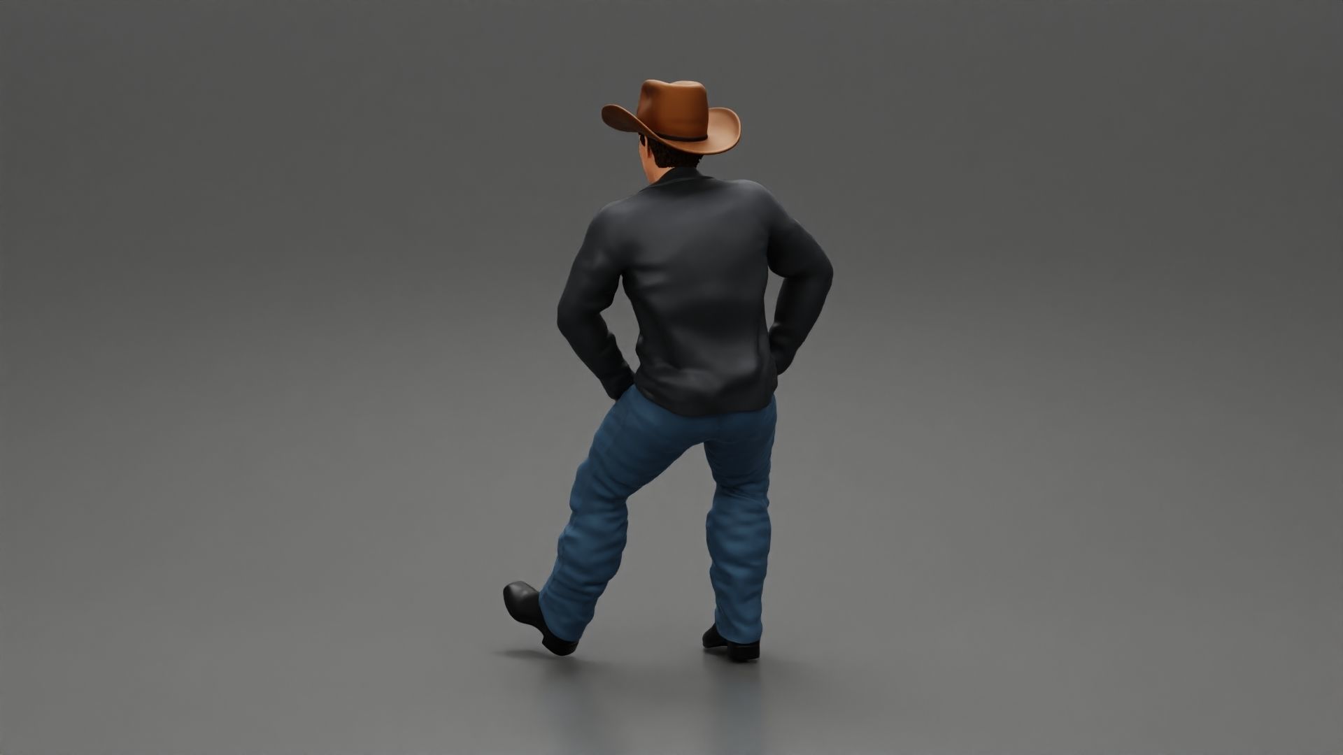 young man wearing casual outfit sitting on a motocycle 3D print model_4